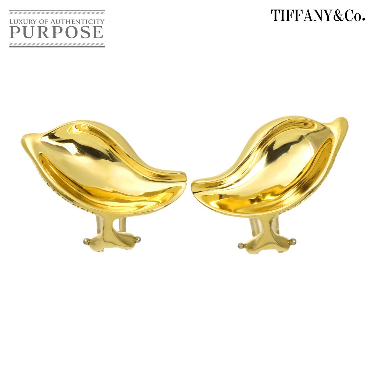 TIFFANY&Co. リーフ イヤリング K18 YG イエローゴールド 750 Earrings Clip-on ティファニー 90328577