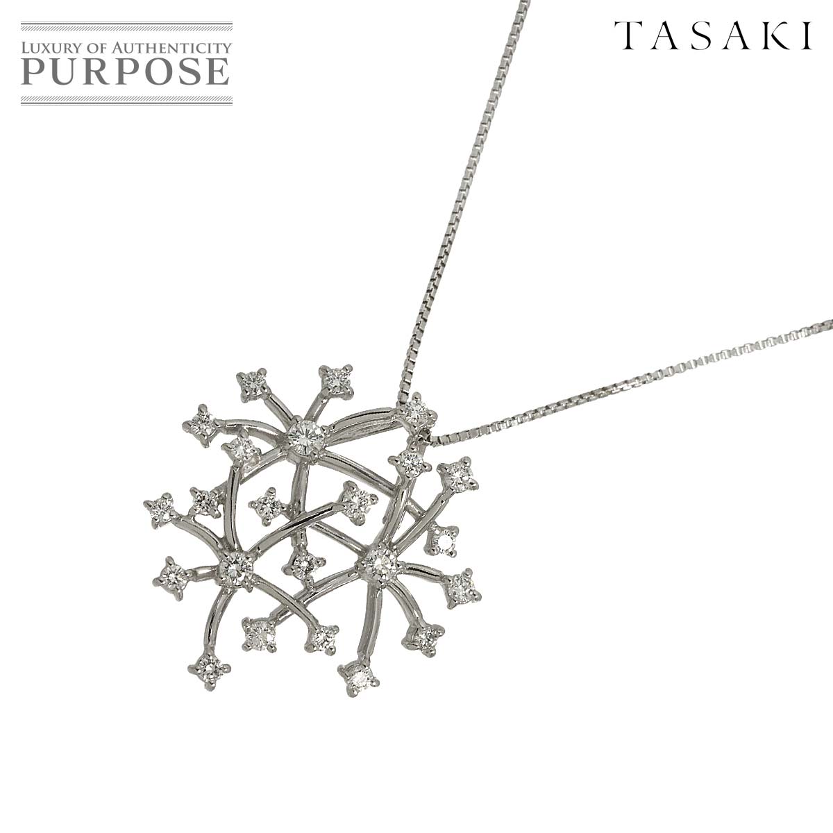 TASAKI ダイヤ 0.45ct ネックレス 50cm K18 WG ホワイトゴールド 750 田崎真珠 Necklace タサキ 90329888