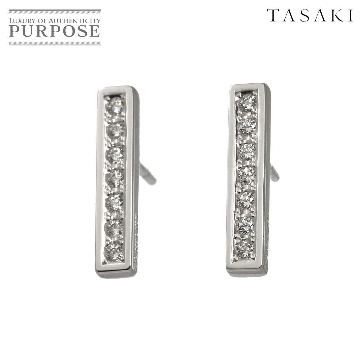TASAKI ダイヤ 0.09ct/0.09ct ピアス K18 WG ホワイトゴールド 750 田崎真珠 Earring Pierced タサキ 90330397