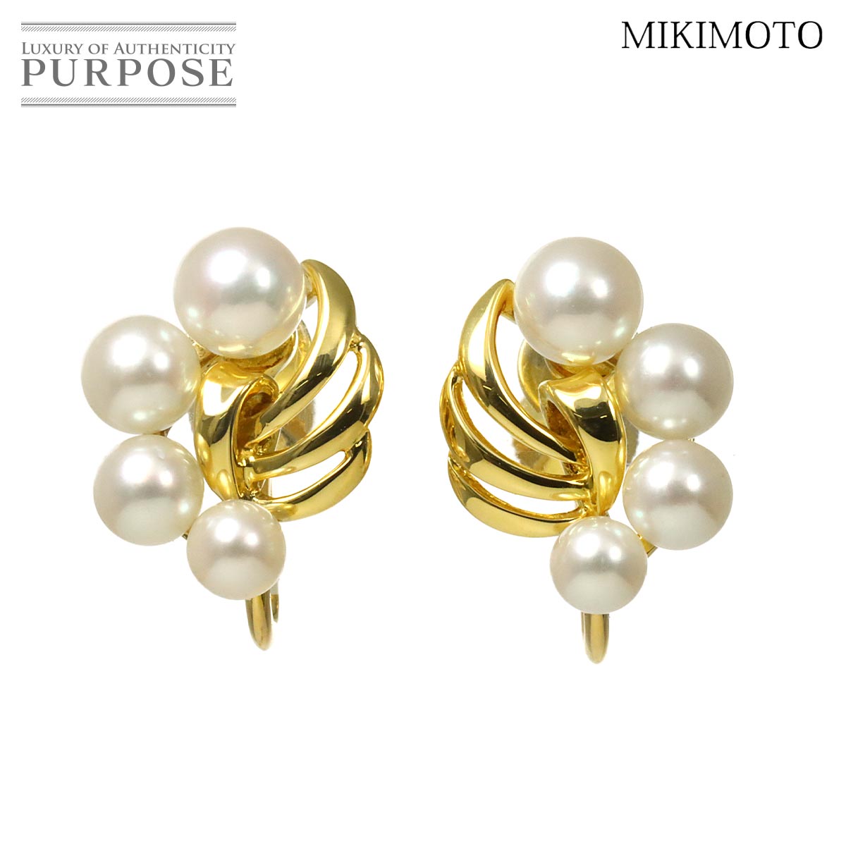 MIKIMOTO ベビーパール 4.9-3.6mm イヤリング K18 YG イエローゴールド 750 パール Earrings ミキモト 90331319