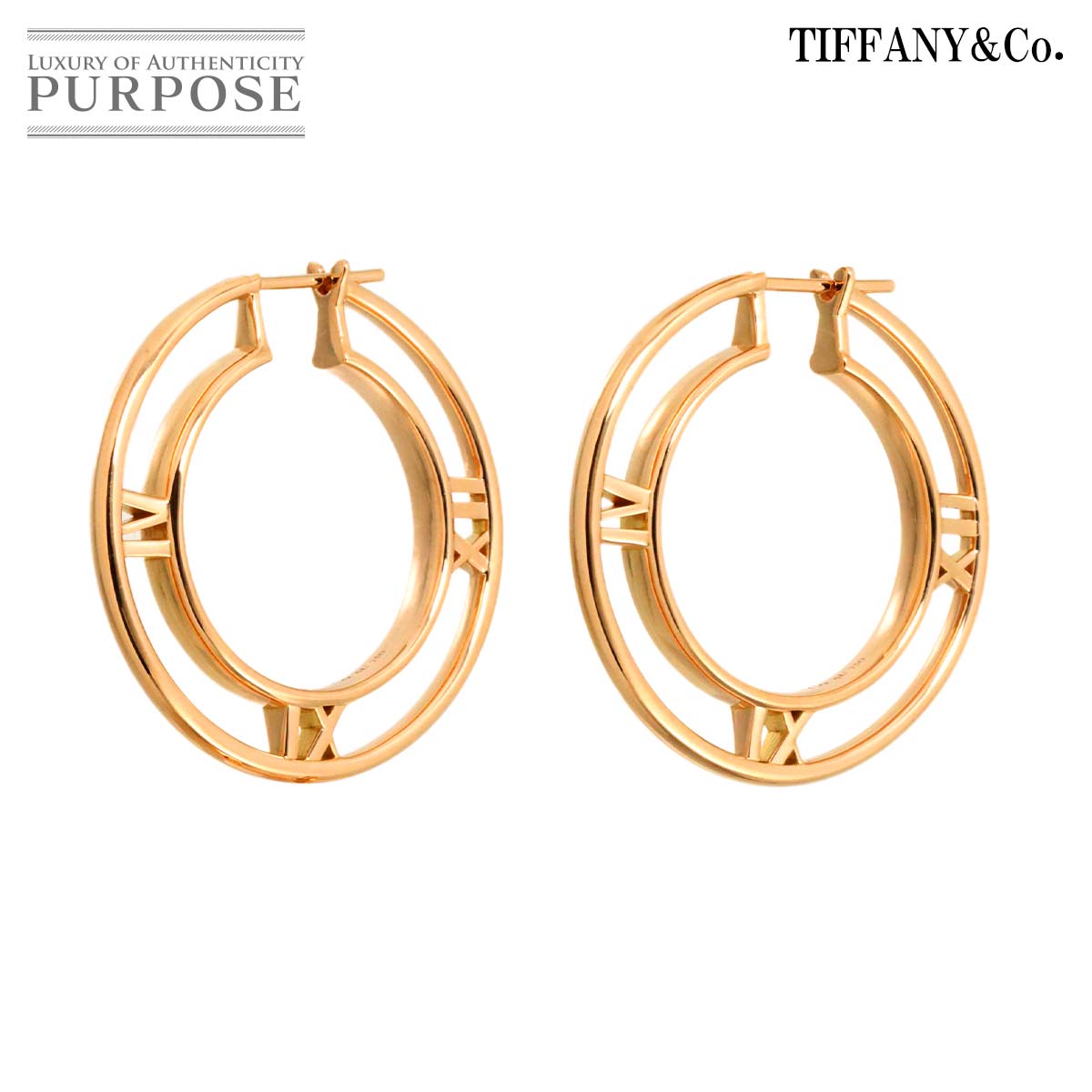 TIFFANY&CO. アトラス メダリオン ピアス K18 PG ピンクゴールド 750 Earrings Pierced ティファニー 90332113
