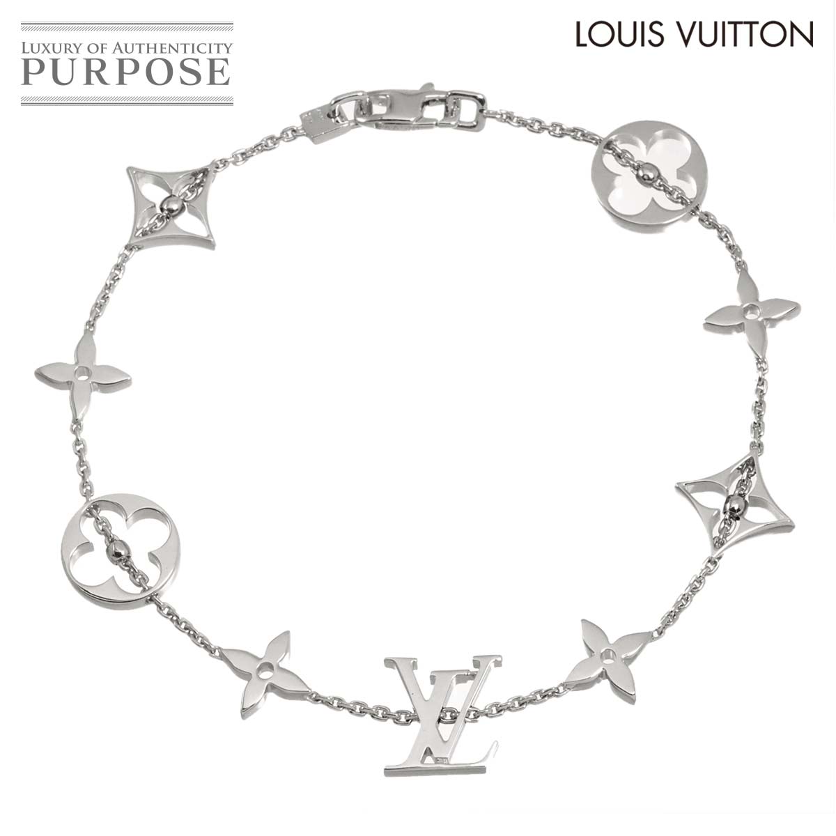 LOUIS VUITTON ブラスレ モノグラム 19cm ブレスレット バングル K18 WG ホワイトゴールド 750 Bracelet ルイ ヴィトン 90332265