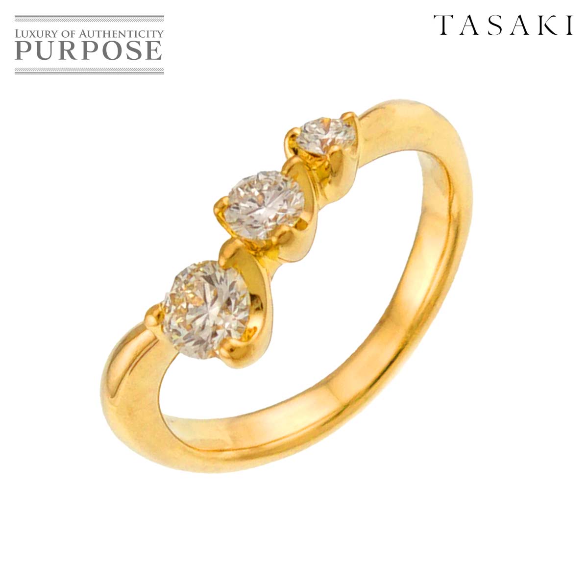 TASAKI 7.5号 リング ダイヤ 0.36ct K18 YG イエローゴールド 750 田崎真珠 指輪 Diamond Ring タサキ 90332536