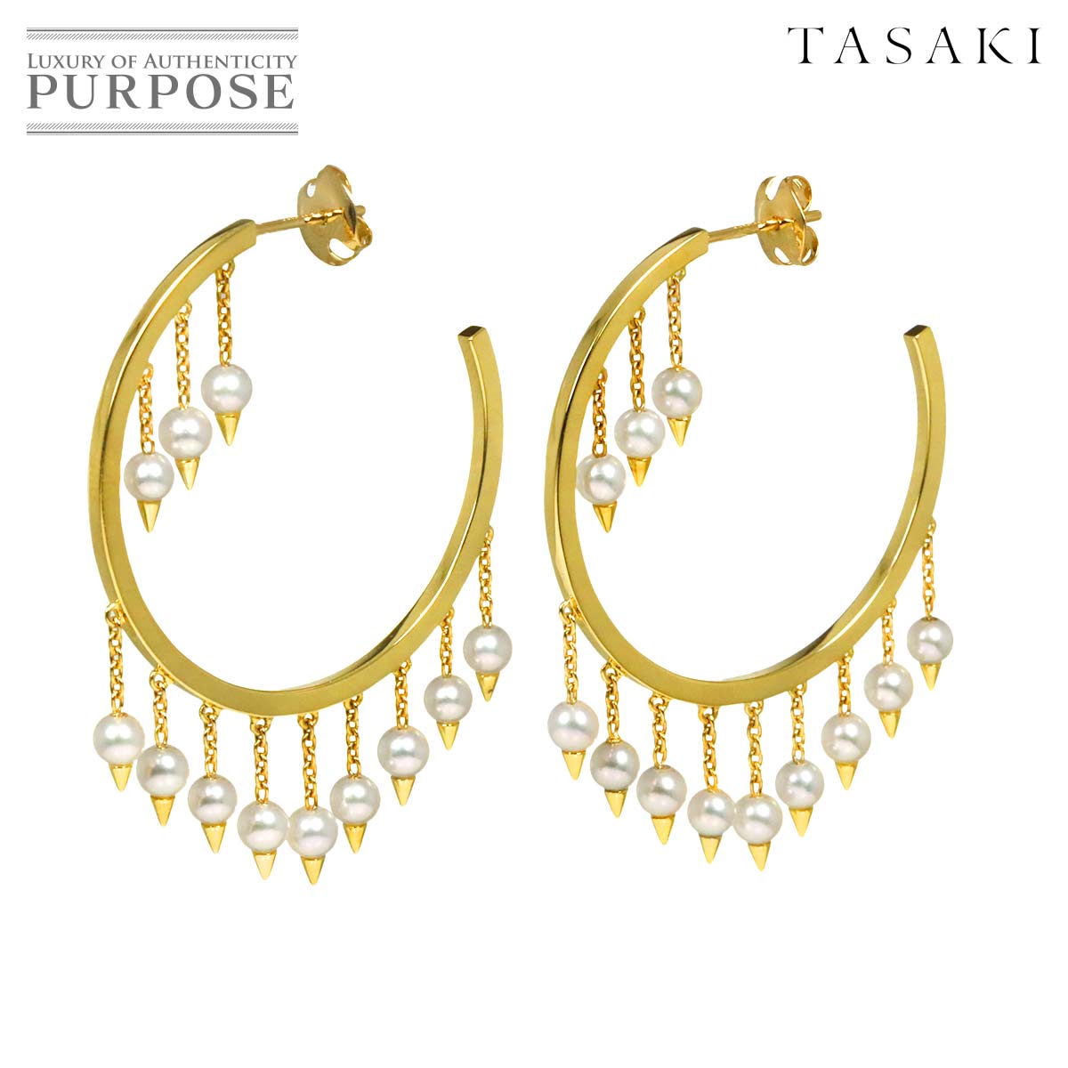 TASAKI デインジャー フリンジ ピアス アコヤ真珠 3.6mm K18 YG イエローゴールド パール 田崎真珠 danger Earrings Pierced タサキ 90332739