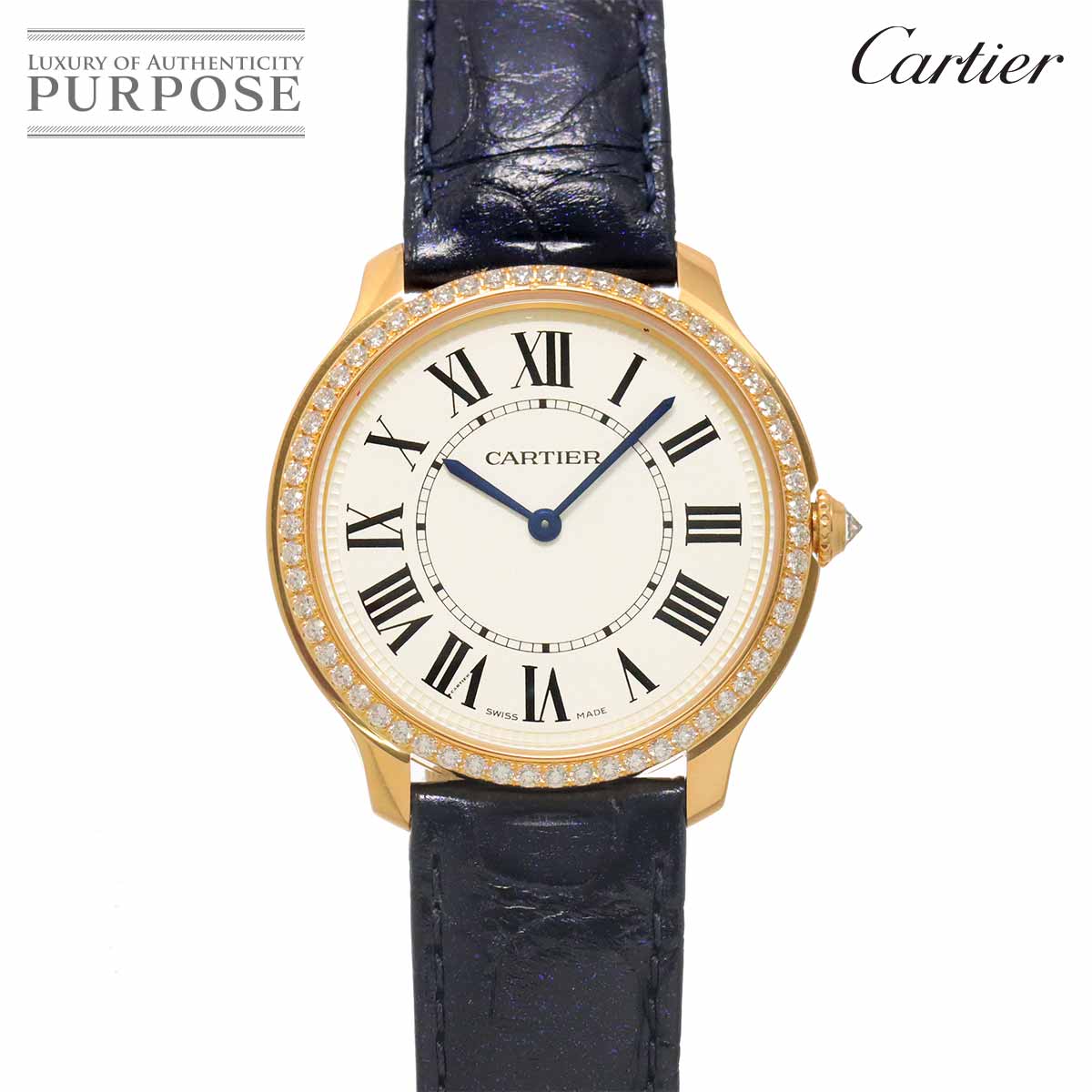 Cartier ロンドルイカルティエ WJRN0010 ベゼル ダイヤ メンズ 腕時計 シルバー K18PG ピンクゴールド クォーツ ウォッチ Ronde Louis Cartier カルティエ 90324706