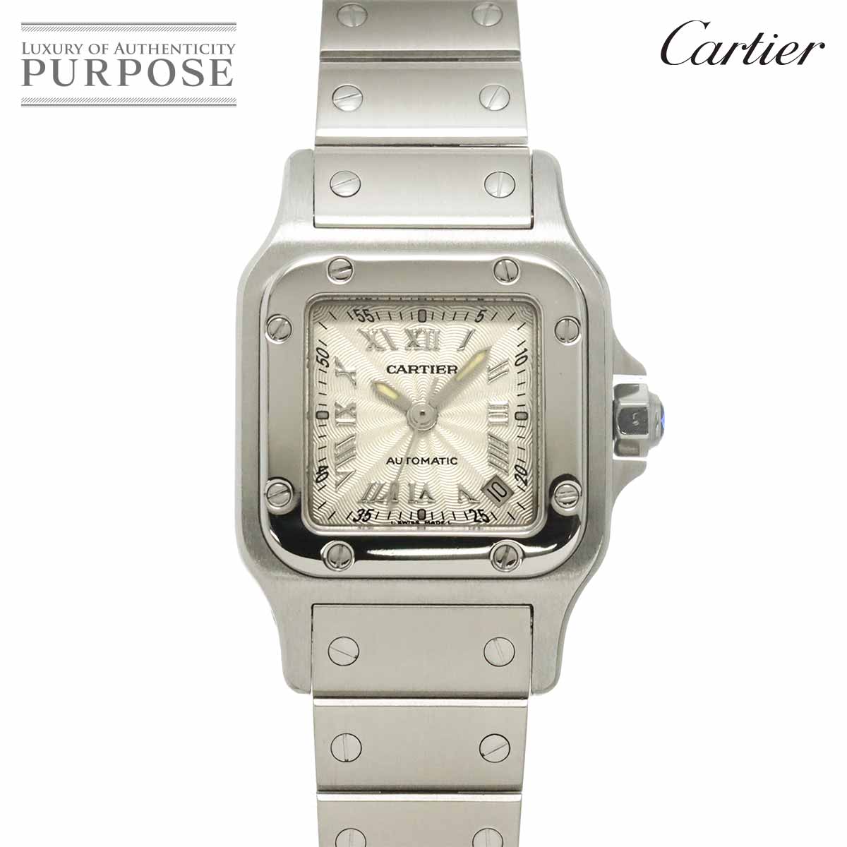 Cartier サントスガルベSM W20044D6 レディース 腕時計 デイト シルバー 自動巻き オートマ ウォッチ Santos カルティエ 90332042