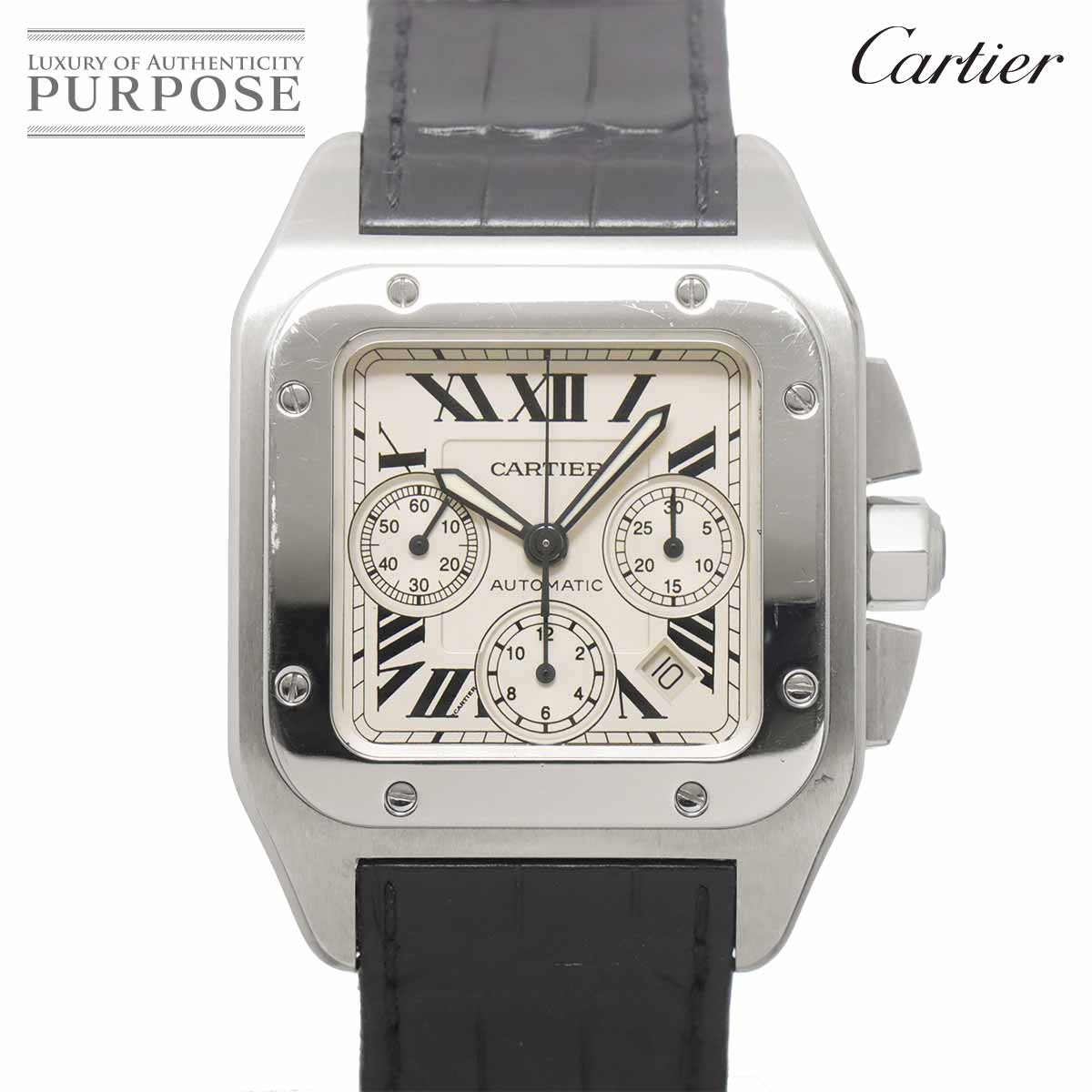 Cartier サントス100 XL W20090X8 メンズ 腕時計 シルバー オートマ 自動巻き ウォッチ Santos 100 カルティエ 90335554