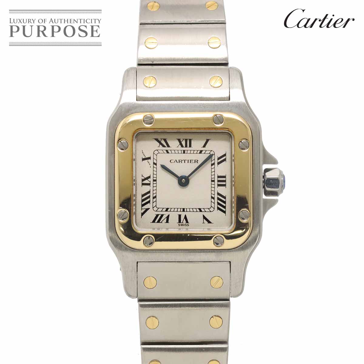 Cartier サントスガルベSM W20012C4 コンビ レディース 腕時計 アイボリー K18YG イエローゴールド クォーツ ウォッチ Santos Galbee カルティエ 90337888