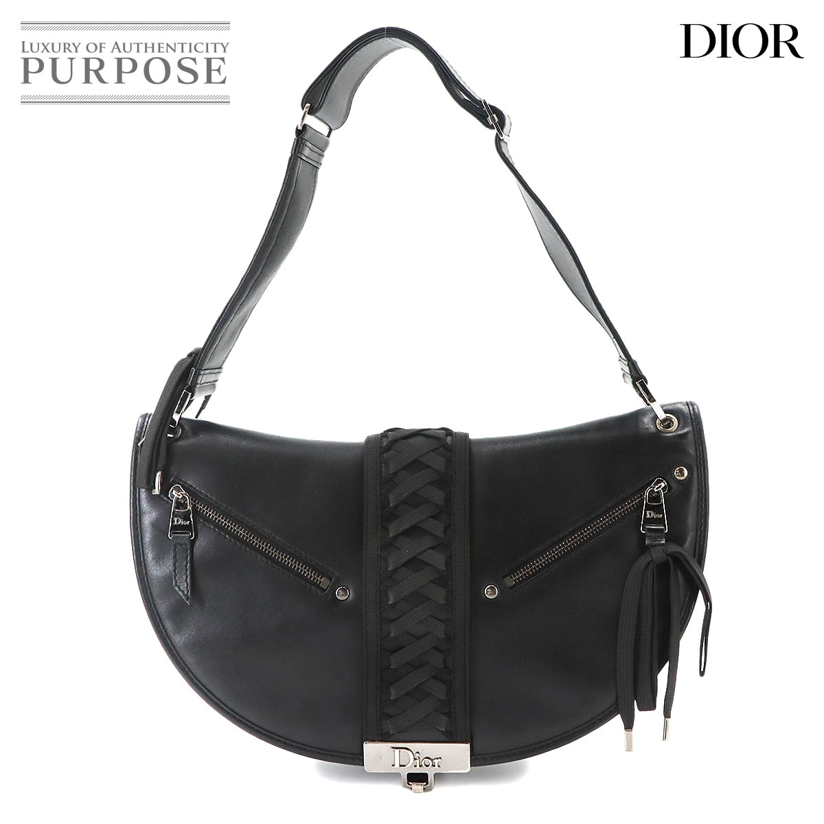 Christian Dior アドミット イット ショルダー バッグ レザー ブラック コルセット Admit It Bag クリスチャン ディオール 90328480