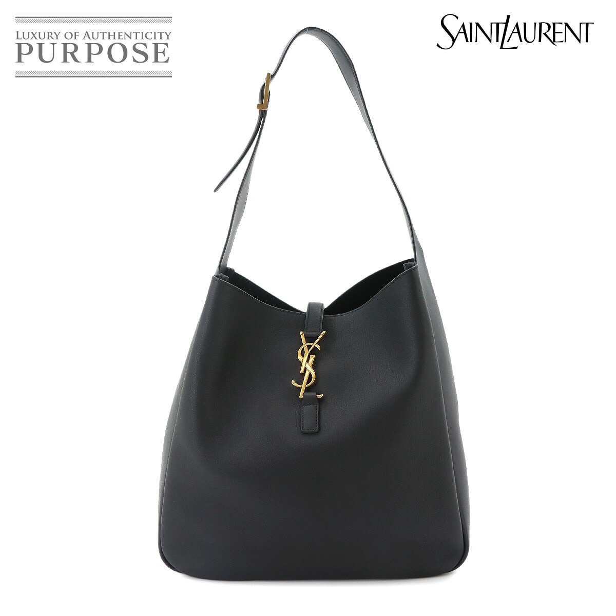 SAINT LAURENT LE 5 A 7 ソフト ラージ ショルダー バッグ レザー ブラック 753837 Shoulder Bag サンローラン 90333848