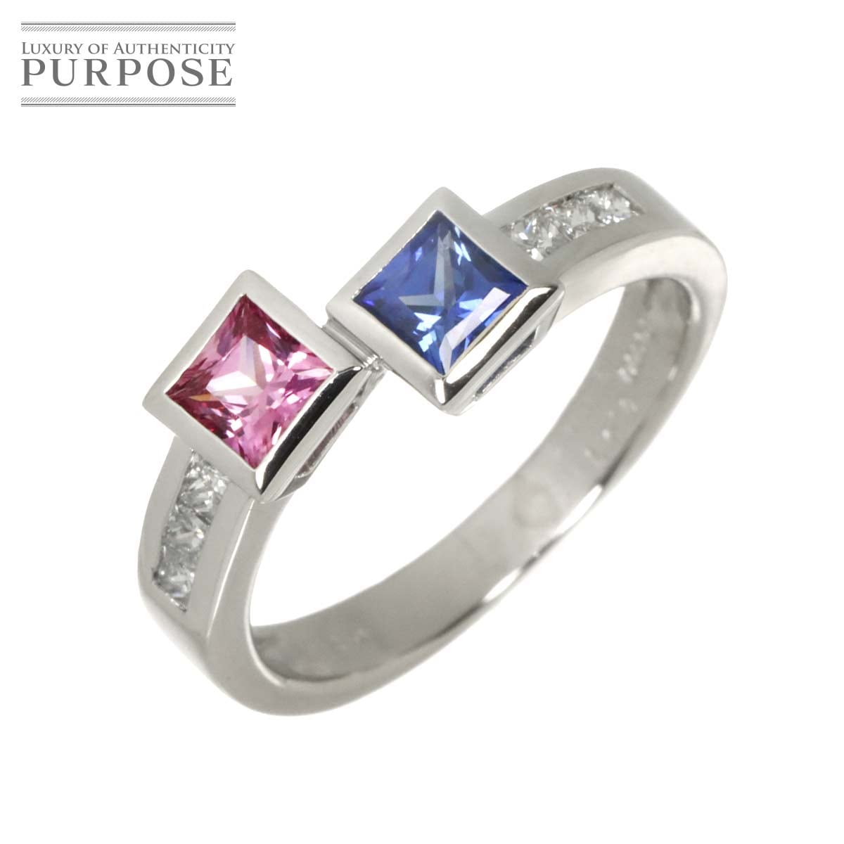 リング 15号 サファイヤ 0.51ct/0.50ct ダイヤ 0.25ct Pt プラチナ 指輪 Sapphire Ring 90329713