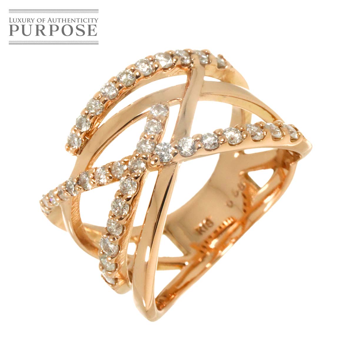 リング 10.5号 ダイヤ 0.58ct K18 PG ピンクゴールド 750 指輪 Diamond Ring 90331446