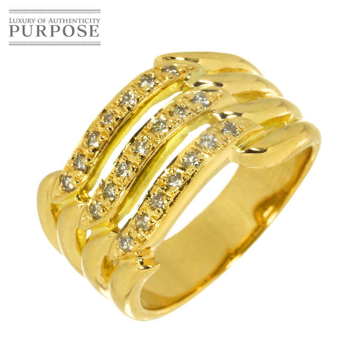 リング 11.5号 ダイヤ 0.23ct K18 YG イエローゴールド 750 指輪 Diamond Ring 90333430