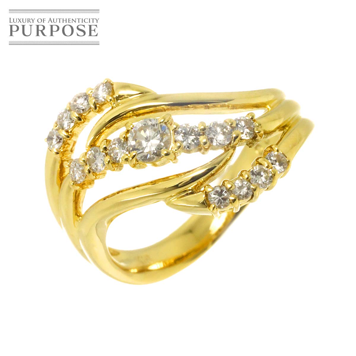 リング 11号 ダイヤ 0.50ct K18 YG イエローゴールド 750 指輪 Diamond Ring 90333431