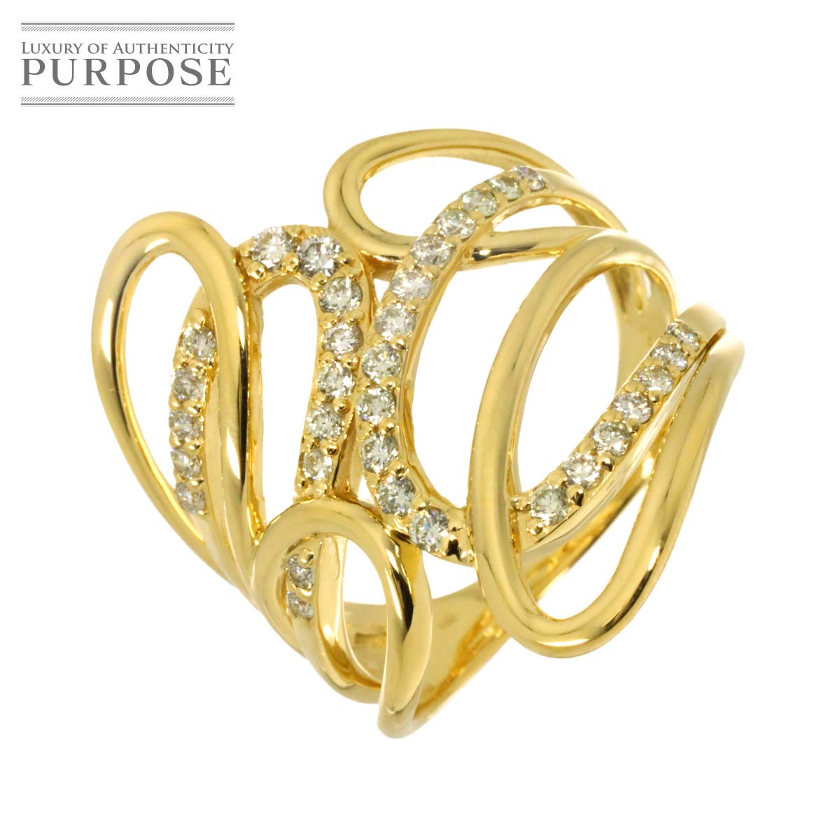 リング 16号 ダイヤ 0.52ct K18 YG イエローゴールド 750 指輪 Diamond Ring 90336611