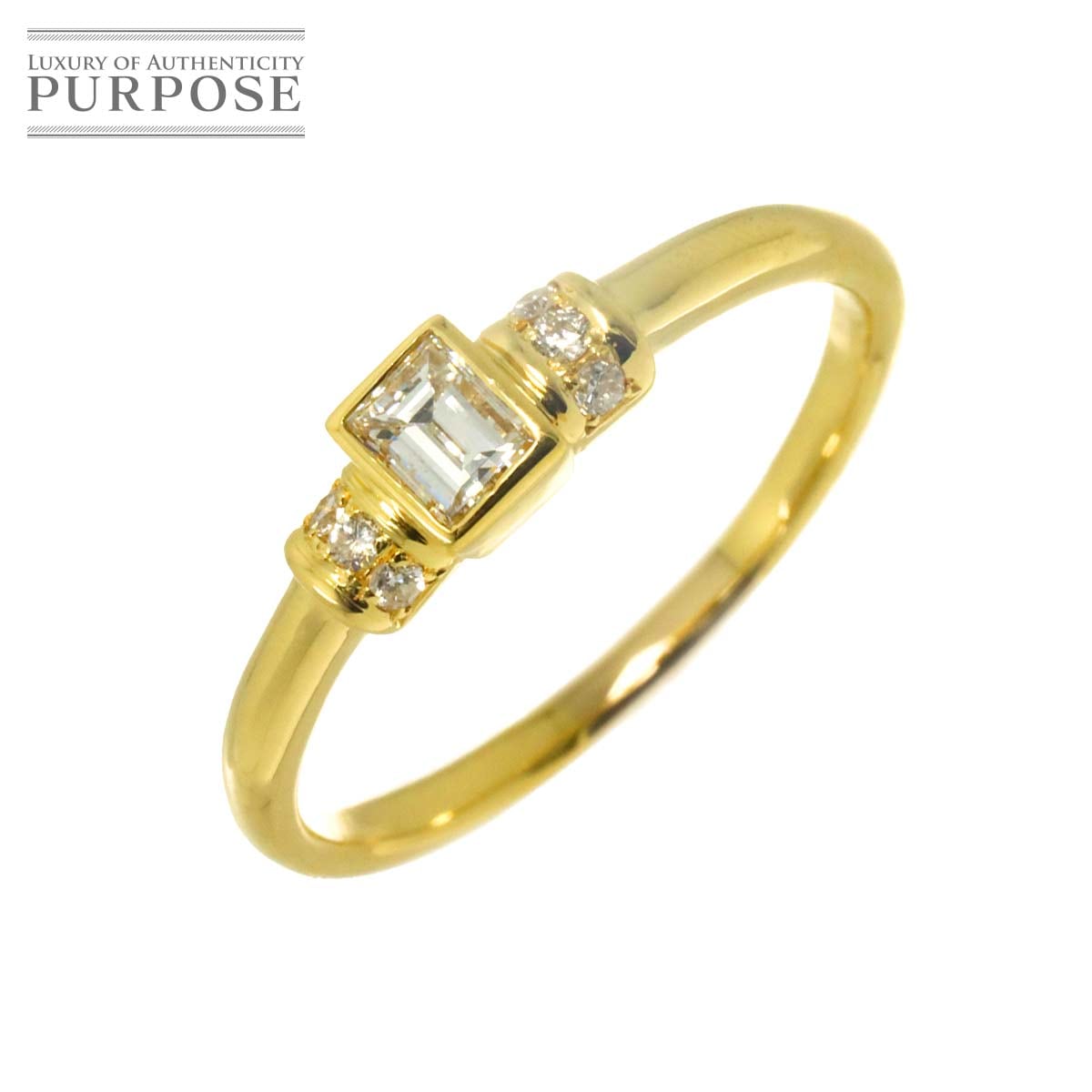 リング 18号 ダイヤ 0.28ct/0.07ct K18 YG イエローゴールド 750 指輪 Diamond Ring 90336612