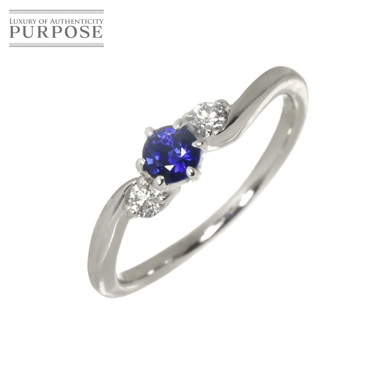 リング 10号 サファイヤ 0.317ct ダイヤ 0.10ct K18 WG ホワイトゴールド 750 指輪 Sapphire Ring 90336613