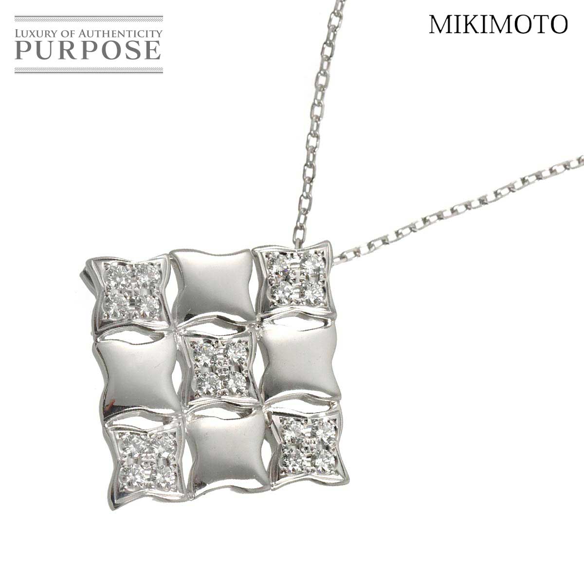 MIKIMOTO ダイヤ 0.45ct ネックレス 兼 ブローチ 40cm K18 WG ホワイトゴールド 750 Diamond Necklace ミキモト 90329886