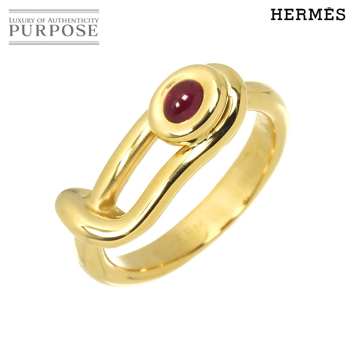 HERMES #51 リング ルビー K18 YG イエローゴールド 750 指輪 Ruby Ring エルメス 90331310