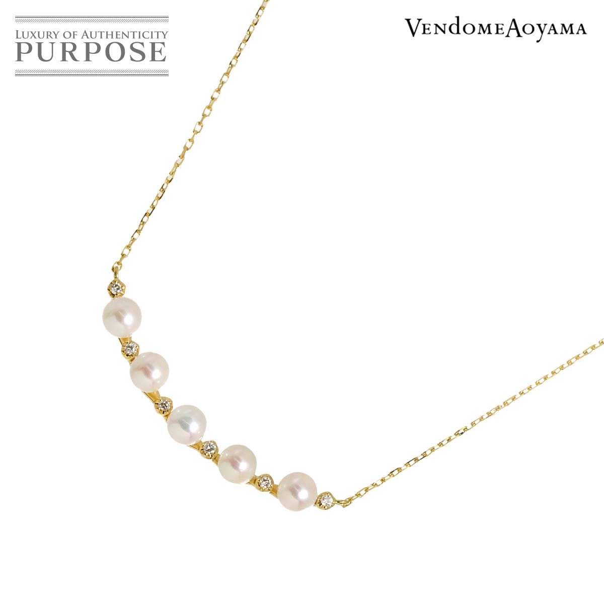 Vendome Aoyama ベビーパール 3.4mm ダイヤ ネックレス 40cm K18 YG イエローゴールド 750 パール Baby Pearl Necklace ヴァンドーム青山 90331508
