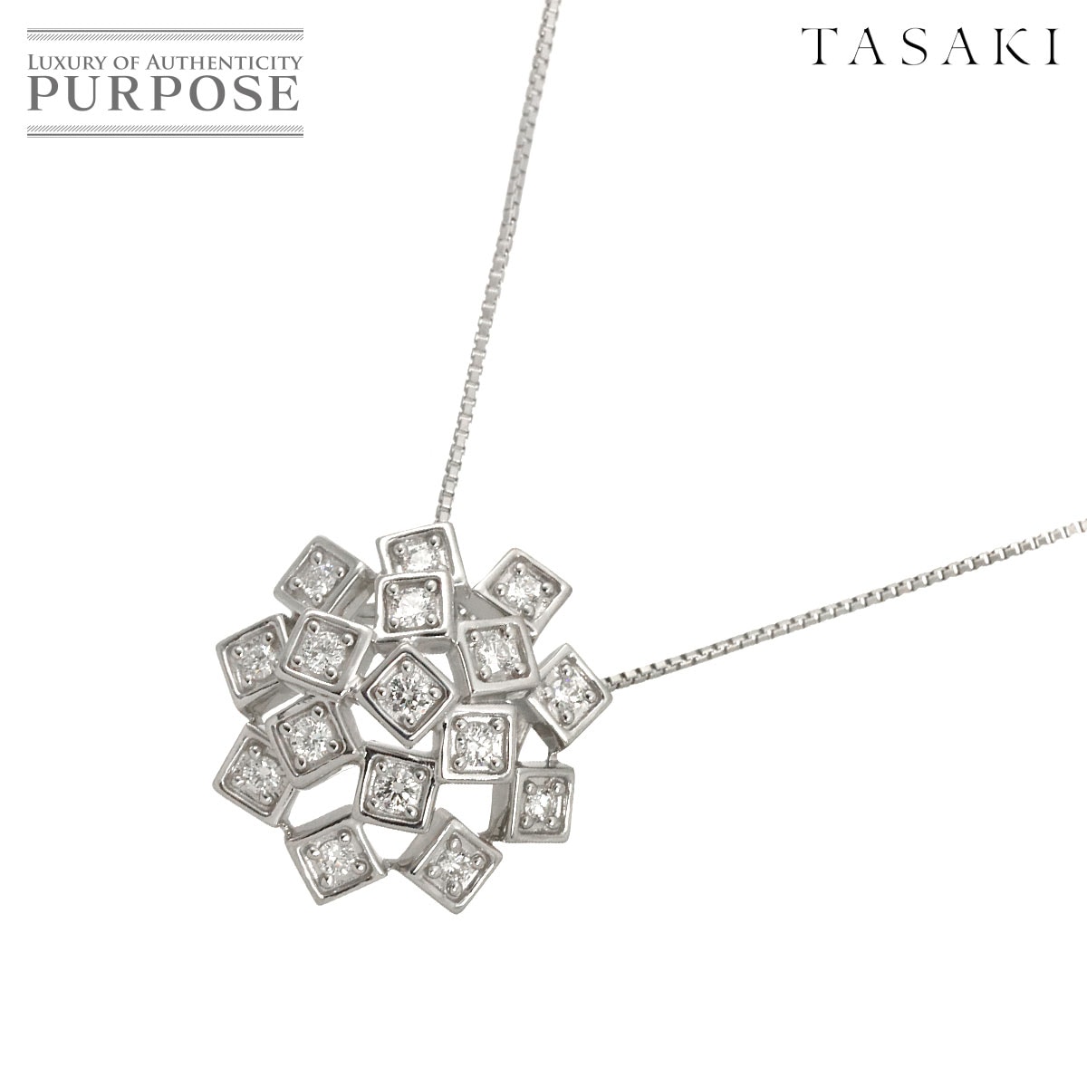 TASAKI ダイヤ 0.43ct ネックレス 45cm K18 WG ホワイトゴールド 750 田崎真珠 Necklace タサキ 90332131