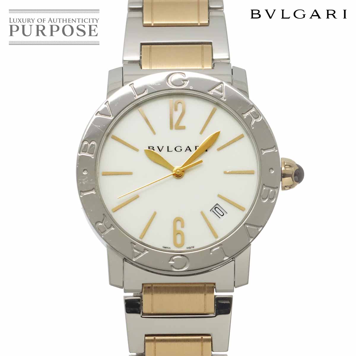 BVLGARI ブルガリブルガリ コンビ BBL37S メンズ 腕時計 PG ピンクゴールド デイト ホワイト オートマ 自動巻き ウォッチ BVLGARIBVLGARI ブルガリ 90337523