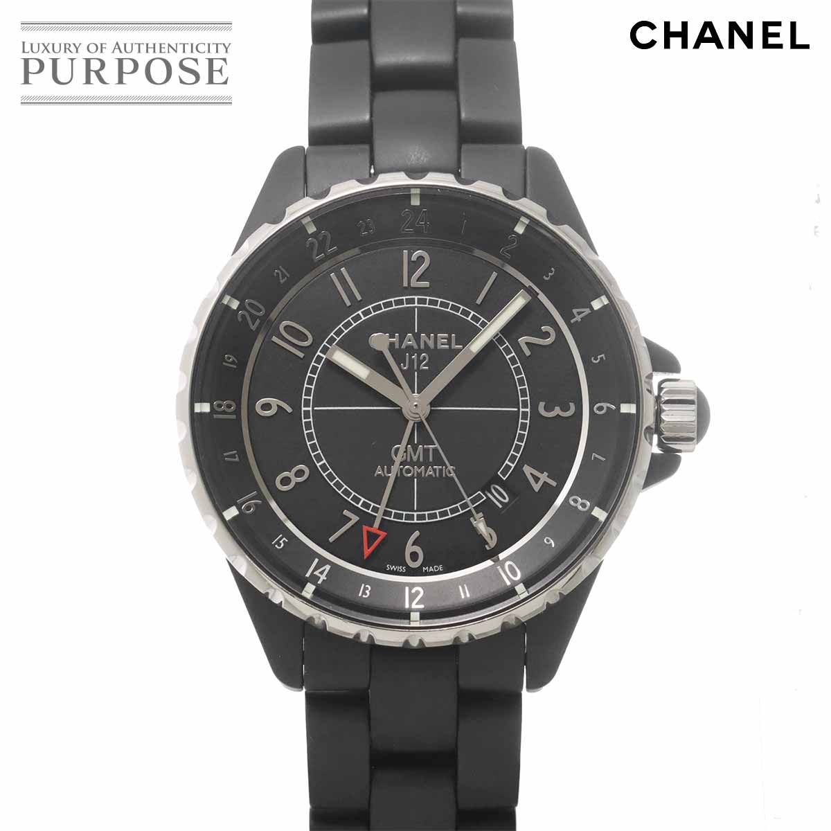 CHANEL J12 GMT 41mm H3101 メンズ 腕時計 デイト マットブラック セラミック オートマ 自動巻き ウォッチ シャネル 90337541