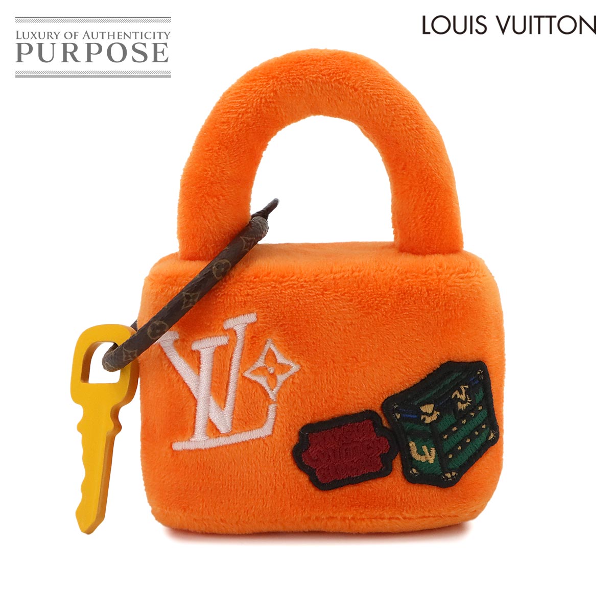 LOUIS VUITTON LV ラッキー ロック バッグチャーム キーホルダー フェイクファー モノグラムキャンバス オレンジ M03107 LV Lucky Lock Bag Charm ルイ ヴィトン 90334441
