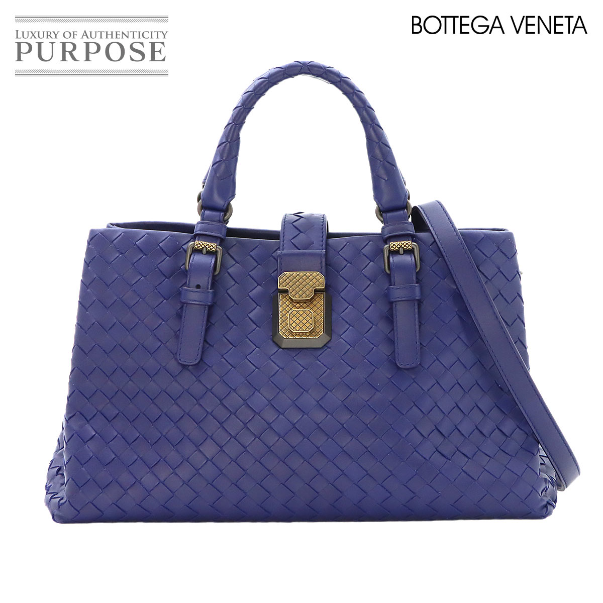 BOTTEGA VENETA イントレチャート スモール ローマ 2way トート ショルダー バッグ レザー パープル 489509 Intrecciato Small Roma Bag ボッテガ ヴェネタ 90319945