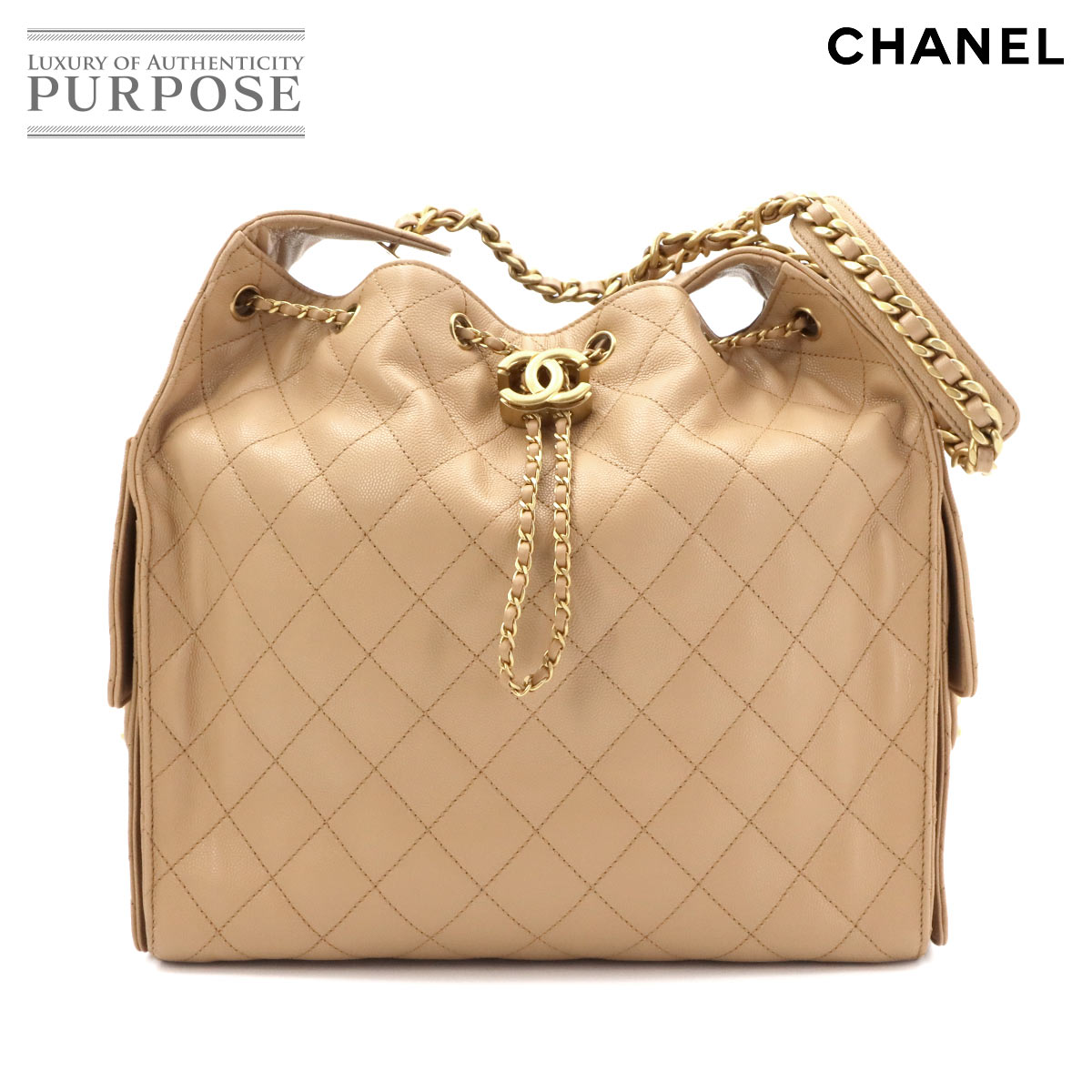 CHANEL 25 スモール ショルダー バッグ キャビアスキン ベージュ AS5293 ゴールド 金具 CHANEL 25 Small Bag シャネル 90325048
