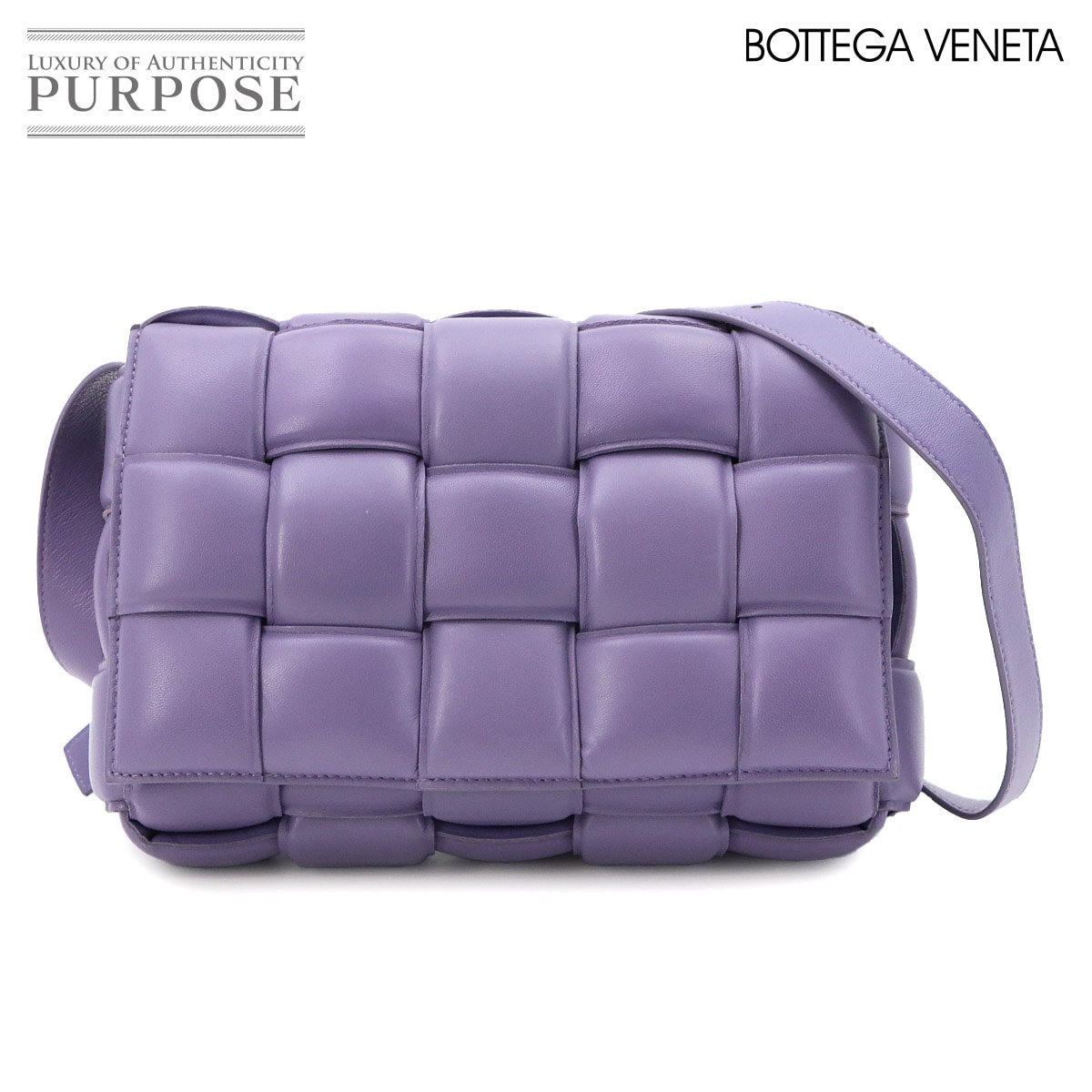 BOTTEGA VENETA イントレチャート パデッド カセット ショルダー バッグ レザー パープル 591970 Padded Cassette ボッテガ ヴェネタ 90325455