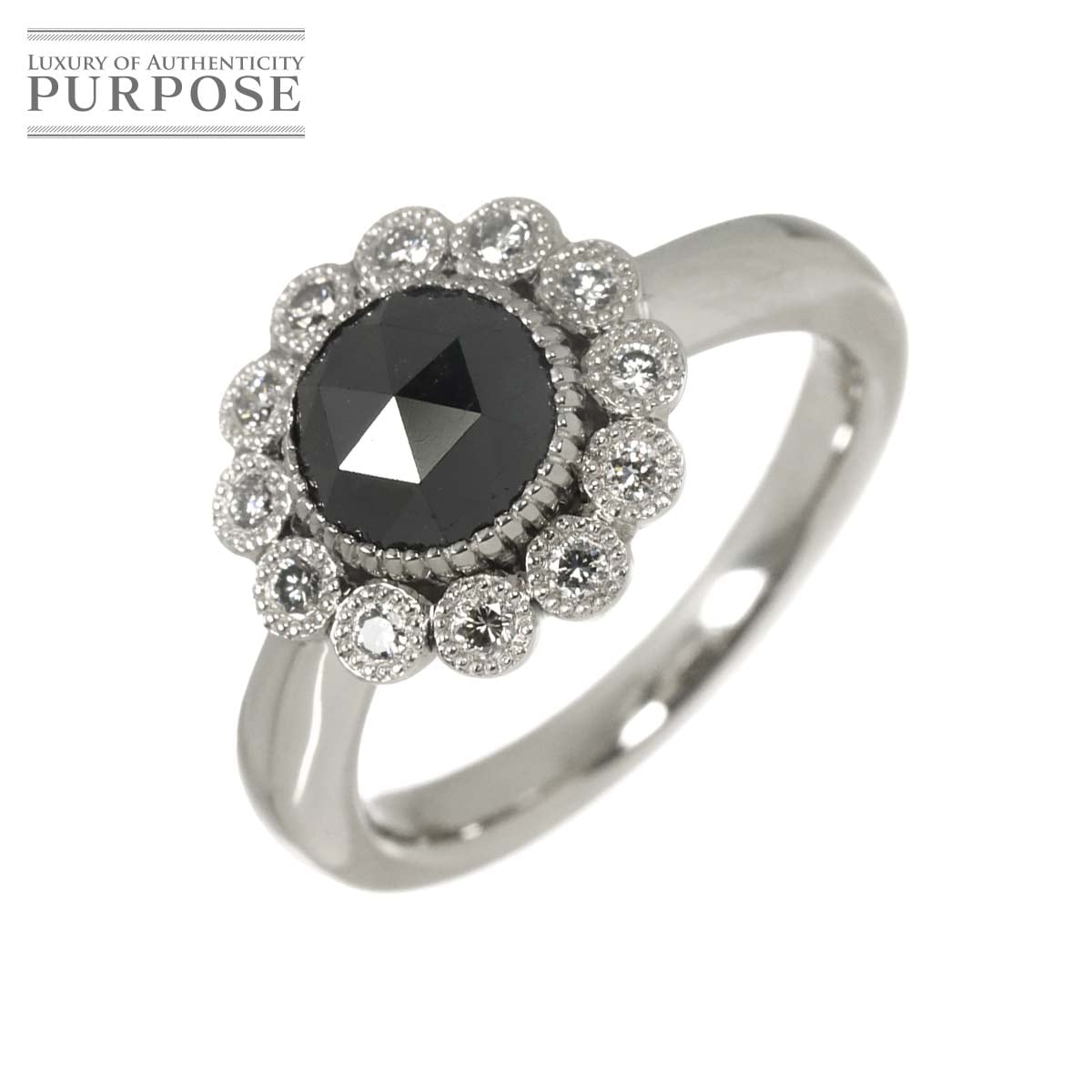 リング 11号 ブラックダイヤ 1.39ct ダイヤ 0.21ct Pt プラチナ 指輪 Diamond Ring 90335465