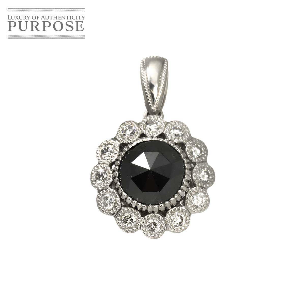 ブラックダイヤ 1.42ct ダイヤ 0.23ct Pt プラチナ ペンダント トップ Diamond Pendant 90335466