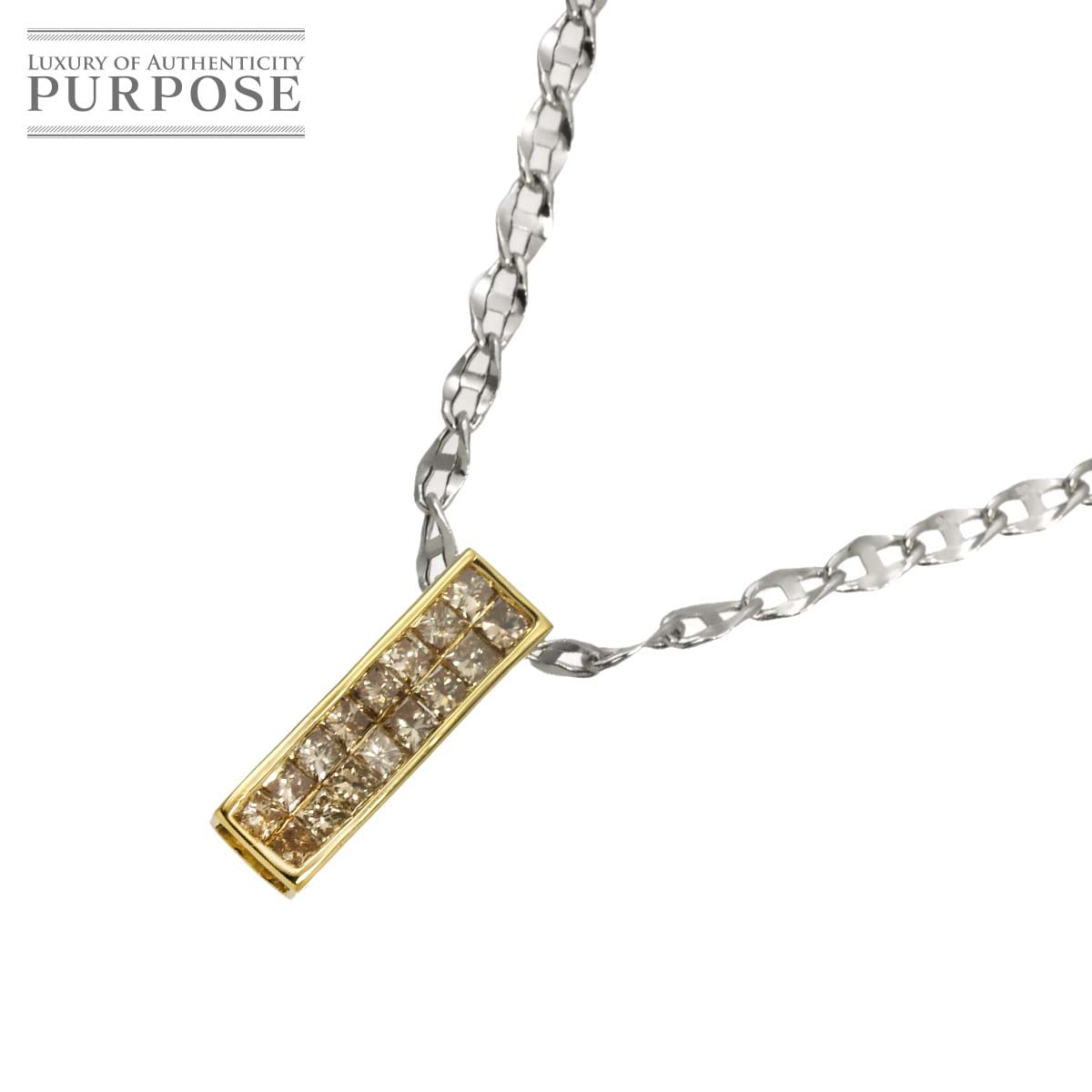 ダイヤ 0.40ct ネックレス 44.5cm K18 WG YG ホワイト イエローゴールド 750 Diamond Necklace 90336616