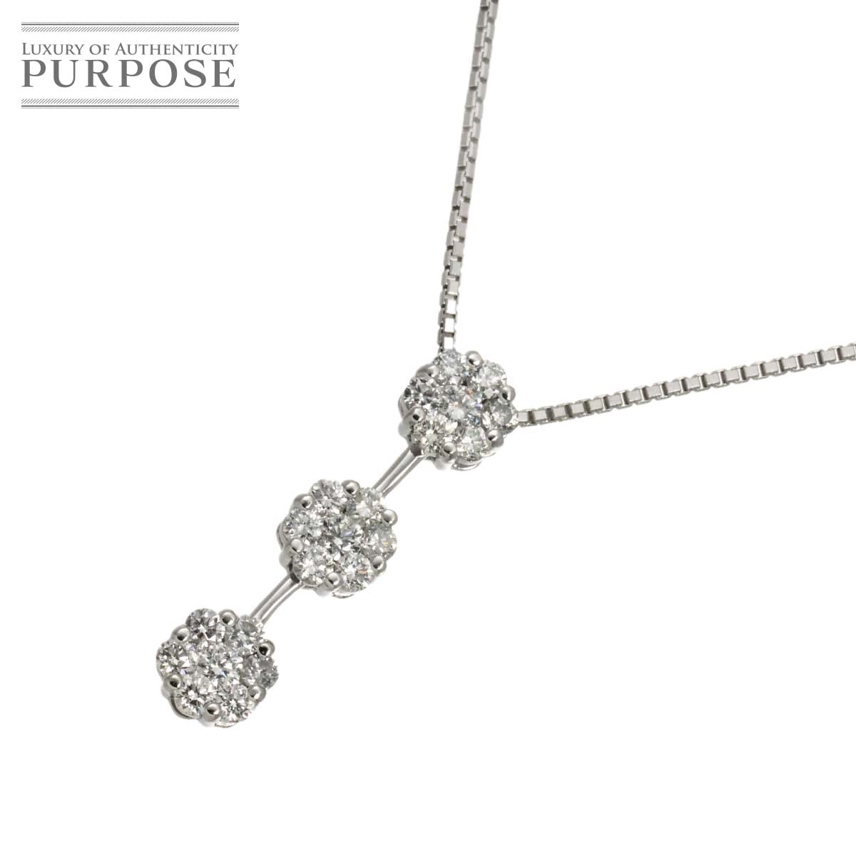 ダイヤ 1.00ct ネックレス 45cm K18 WG ホワイトゴールド 750 Diamond Necklace 90336618
