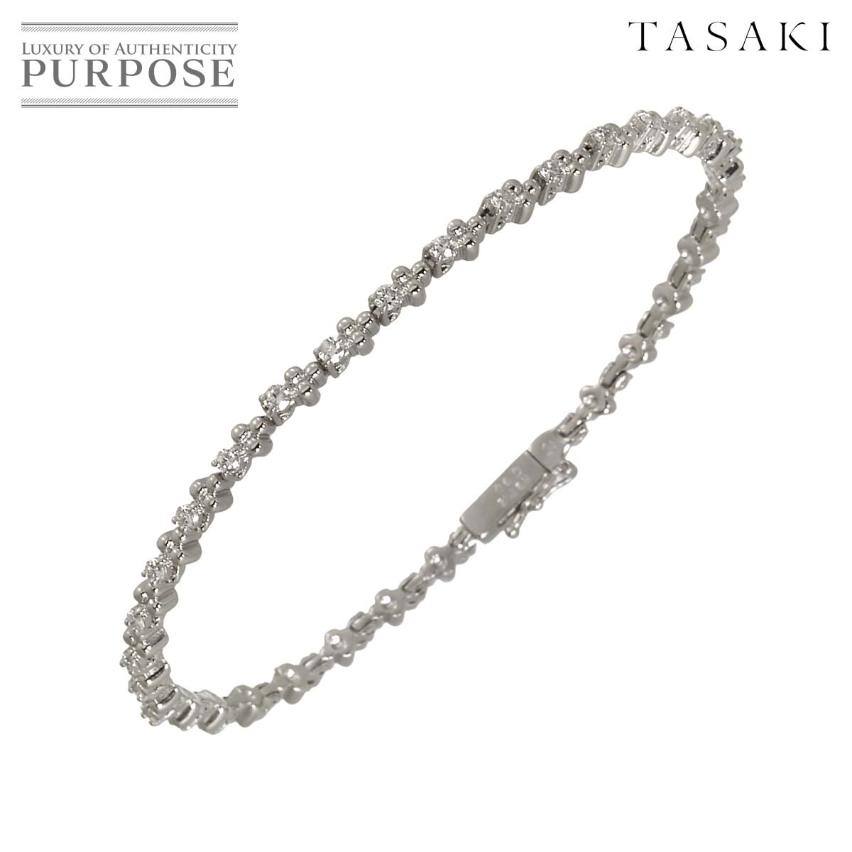TASAKI ダイヤ 0.90ct ブレスレット 17cm K18 WG ホワイトゴールド 750 田崎真珠 Diamond Bracelet タサキ 90329814