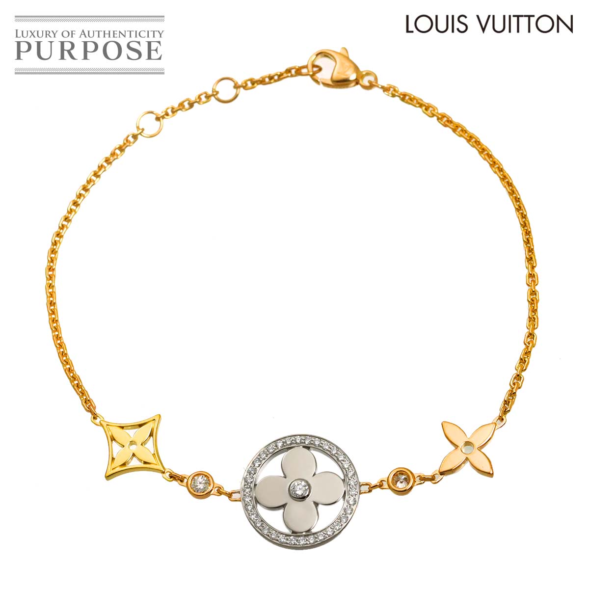 LOUIS VUITTON イディール ブロッサム GM ダイヤ ブレスレット 17cm K18 YG WG PG 750 スリーゴールドBracelet ルイ ヴィトン 90330225