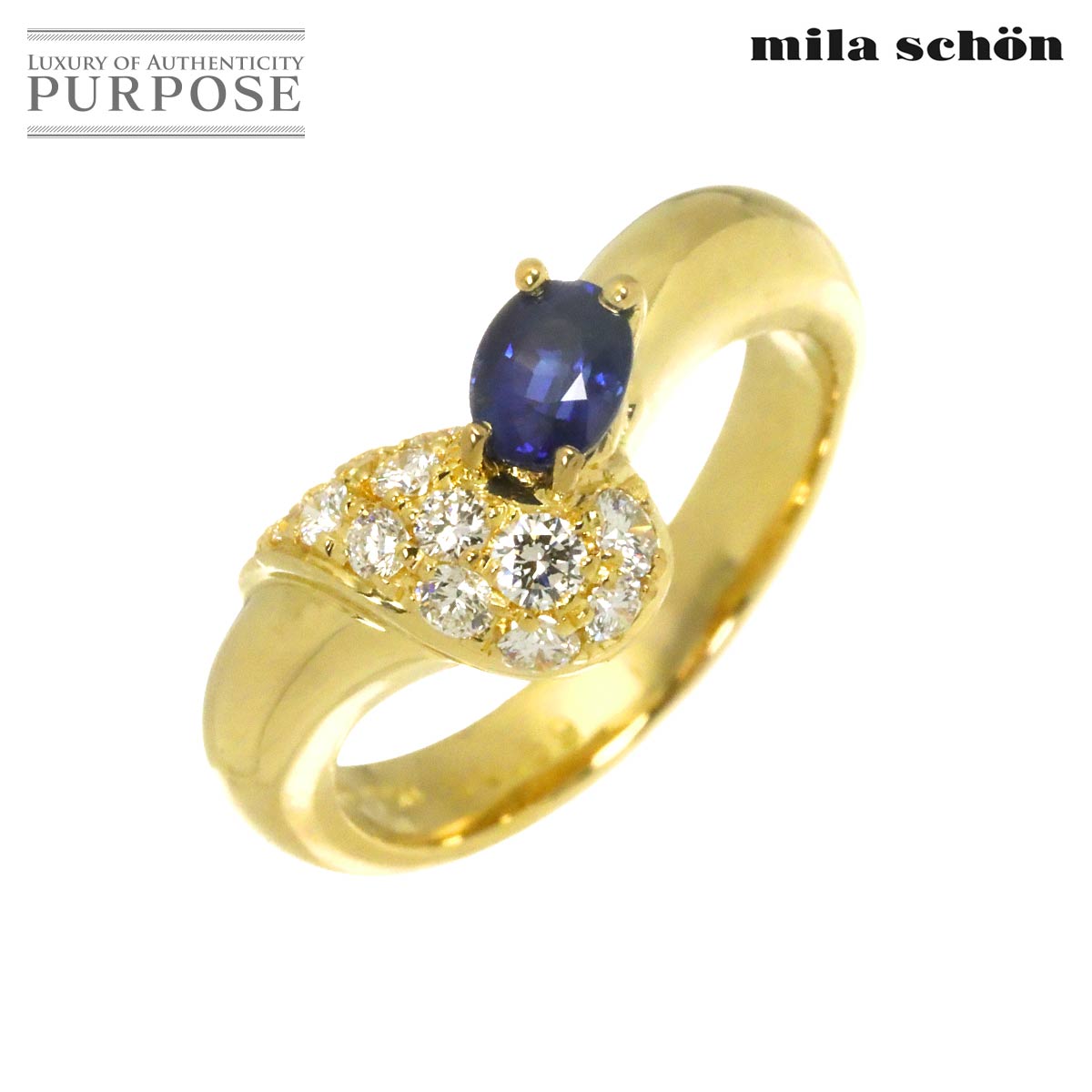 mila schon 15号 リング サファイヤ 0.69ct ダイヤ 0.42ct K18 YG イエローゴールド 750 指輪 Ring ミラショーン 90331311