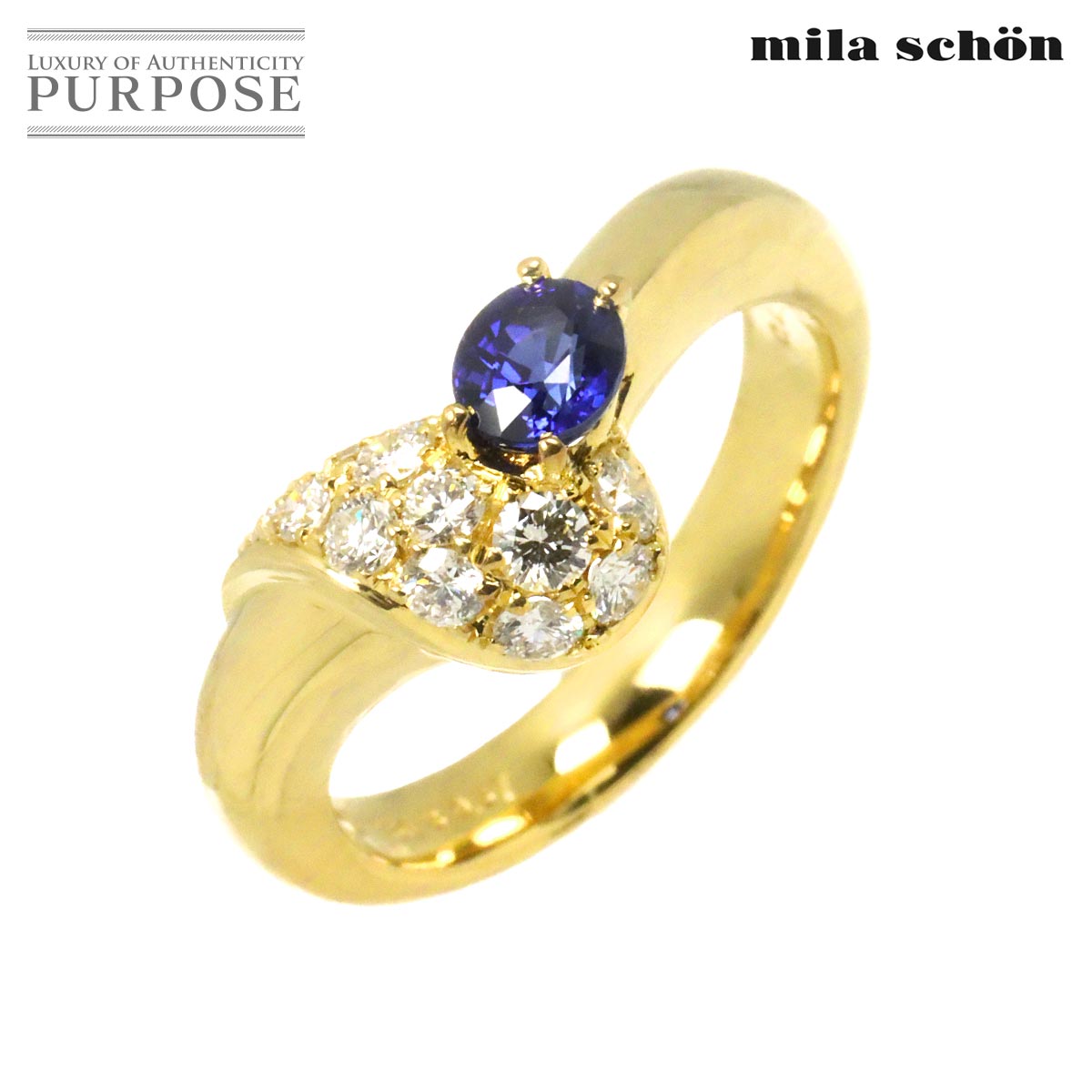 mila schon 13.5号 リング サファイヤ 0.57ct ダイヤ 0.42ct K18 YG イエローゴールド 750 指輪 Ring ミラショーン 90331536