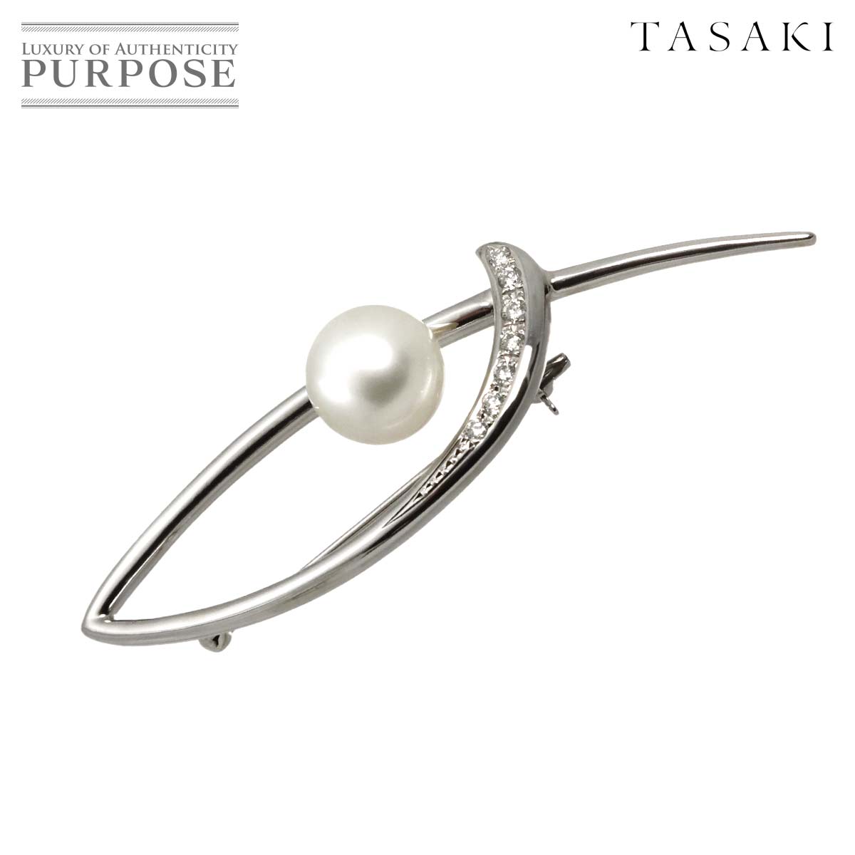TASAKI 白蝶真珠 11.4mm ダイヤ 0.20ct ブローチ K14 WG ホワイトゴールド 585 パール 田崎真珠 Brooch タサキ 90331624