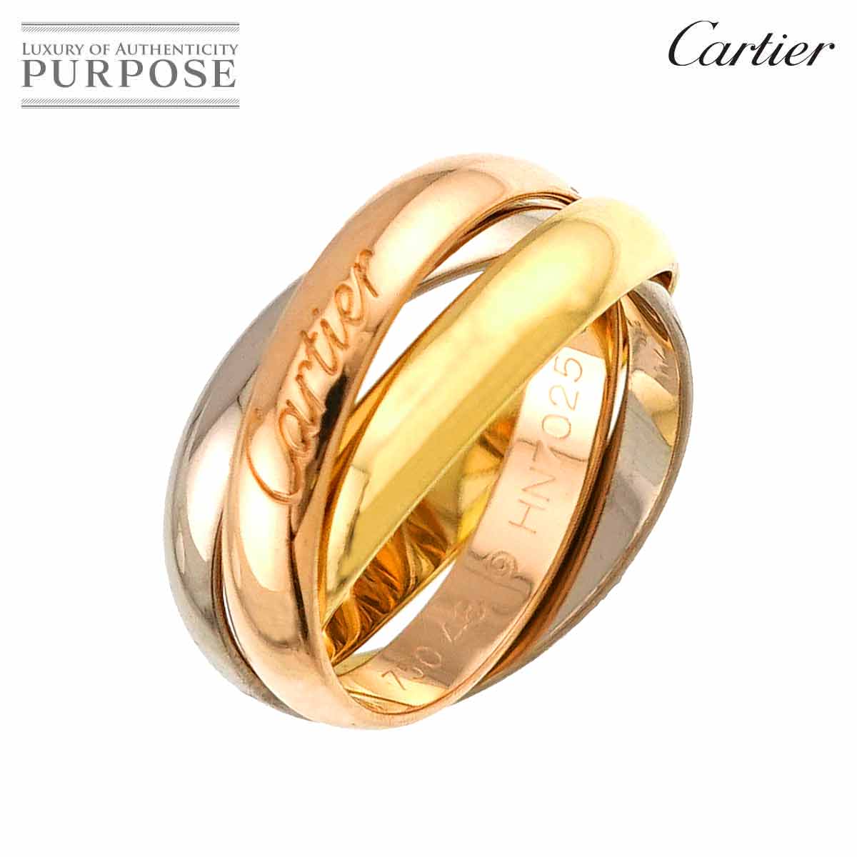 Cartier トリニティ MM #48 リング K18 YG WG PG 3連 スリーゴールド スリーカラー 750 指輪 Trinity Ring カルティエ 90332539