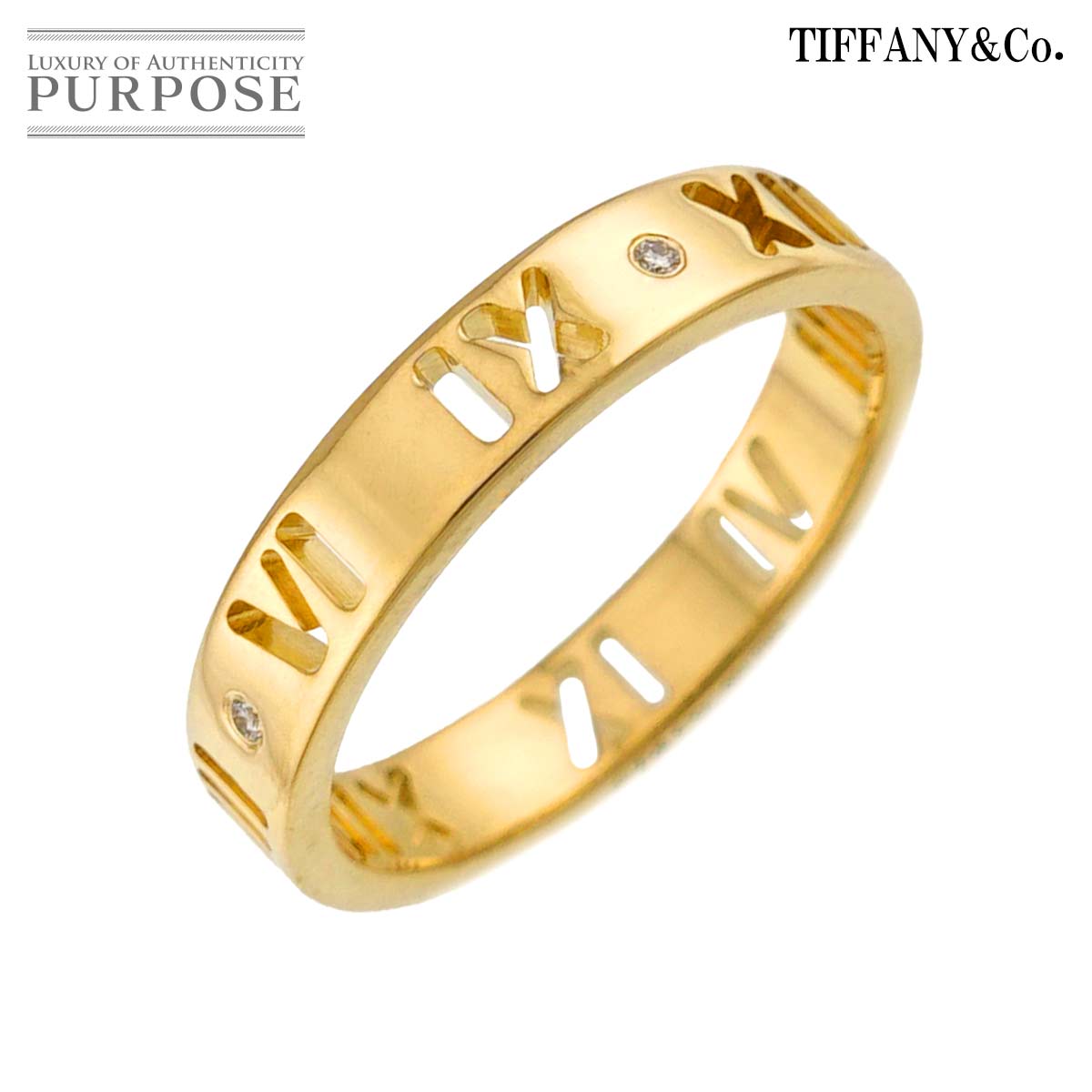 TIFFANY&CO. アトラス オープン 9.5号 リング ダイヤ K18 YG イエローゴールド 750 指輪 Atlas Ring ティファニー 90333660