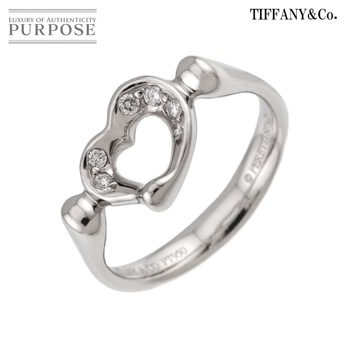 TIFFANY&Co. オープンハート 10号 リング ダイヤ Pt プラチナ 指輪 Diamond Ring ティファニー 90334800