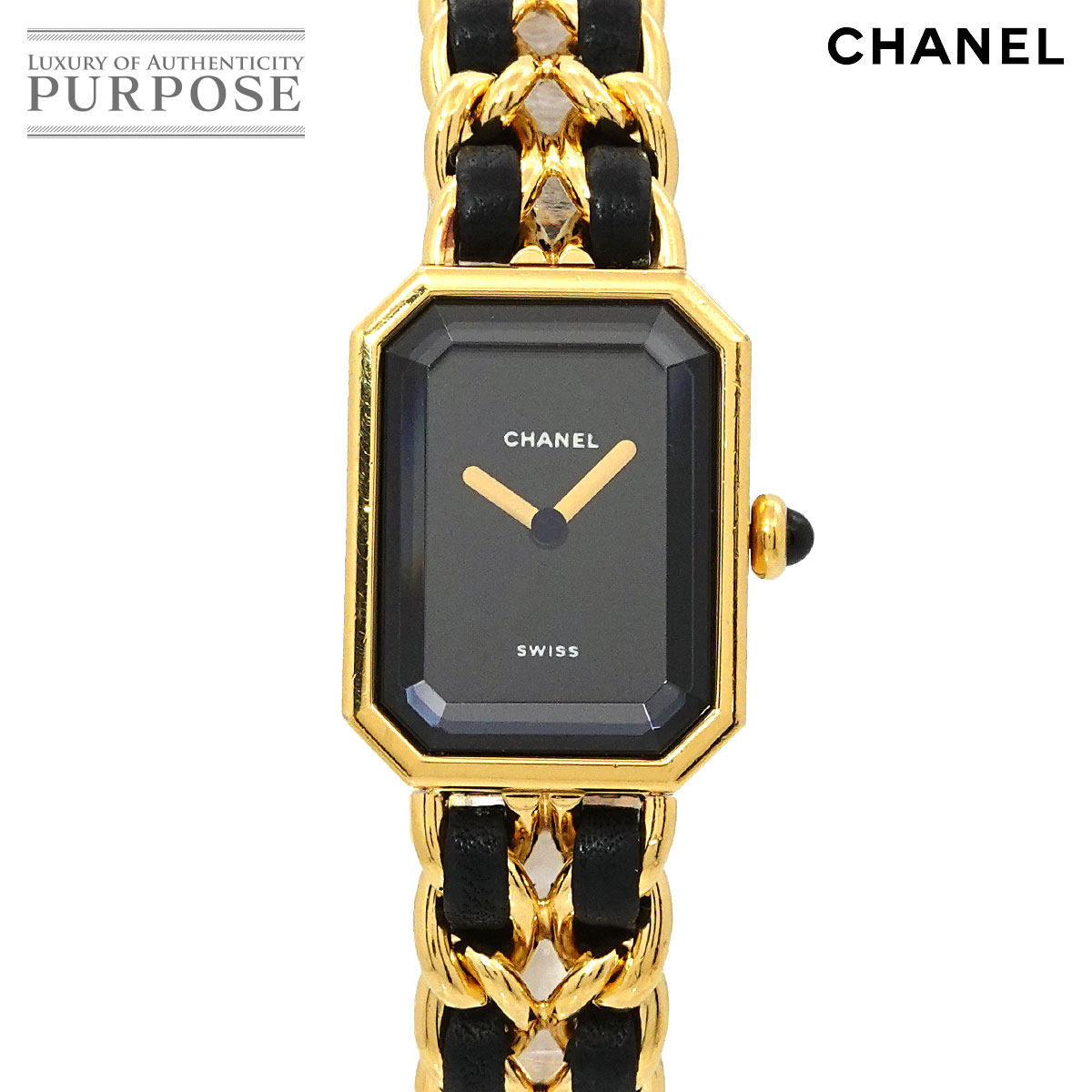 CHANEL プルミエール Lサイズ H0001 ヴィンテージ レディース 腕時計 ブラック ゴールド クォーツ ウォッチ Premiere シャネル 90334922