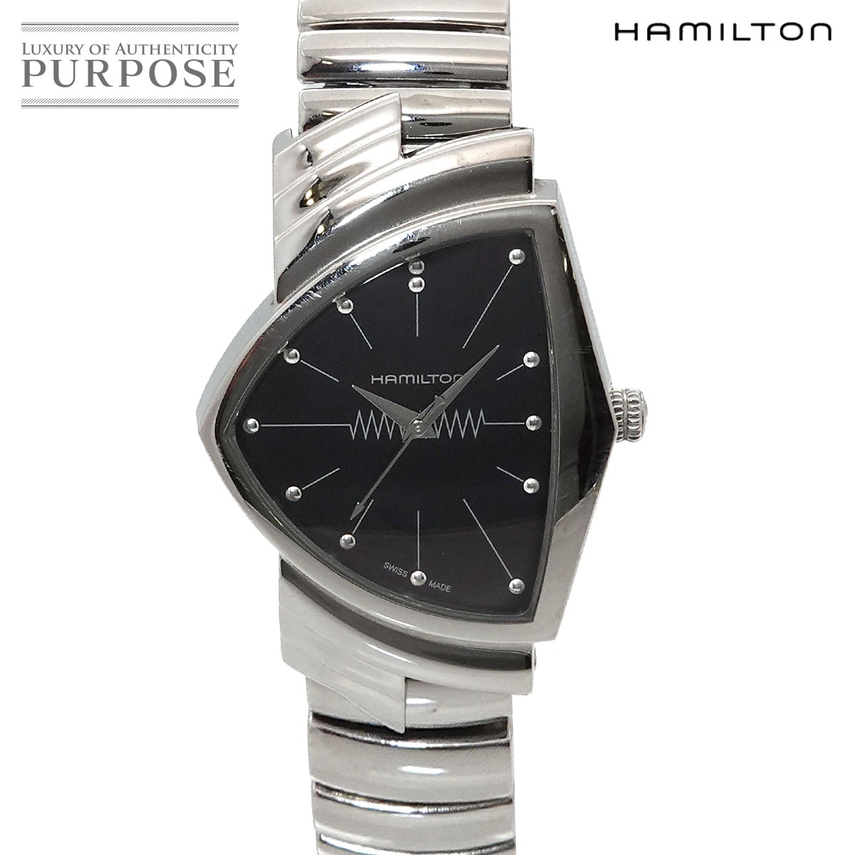 HAMILTON ベンチュラ フレックス H244112 メンズ 腕時計 ブラック 蛇腹ベルト クォーツ ウォッチ ハミルトン 90336316