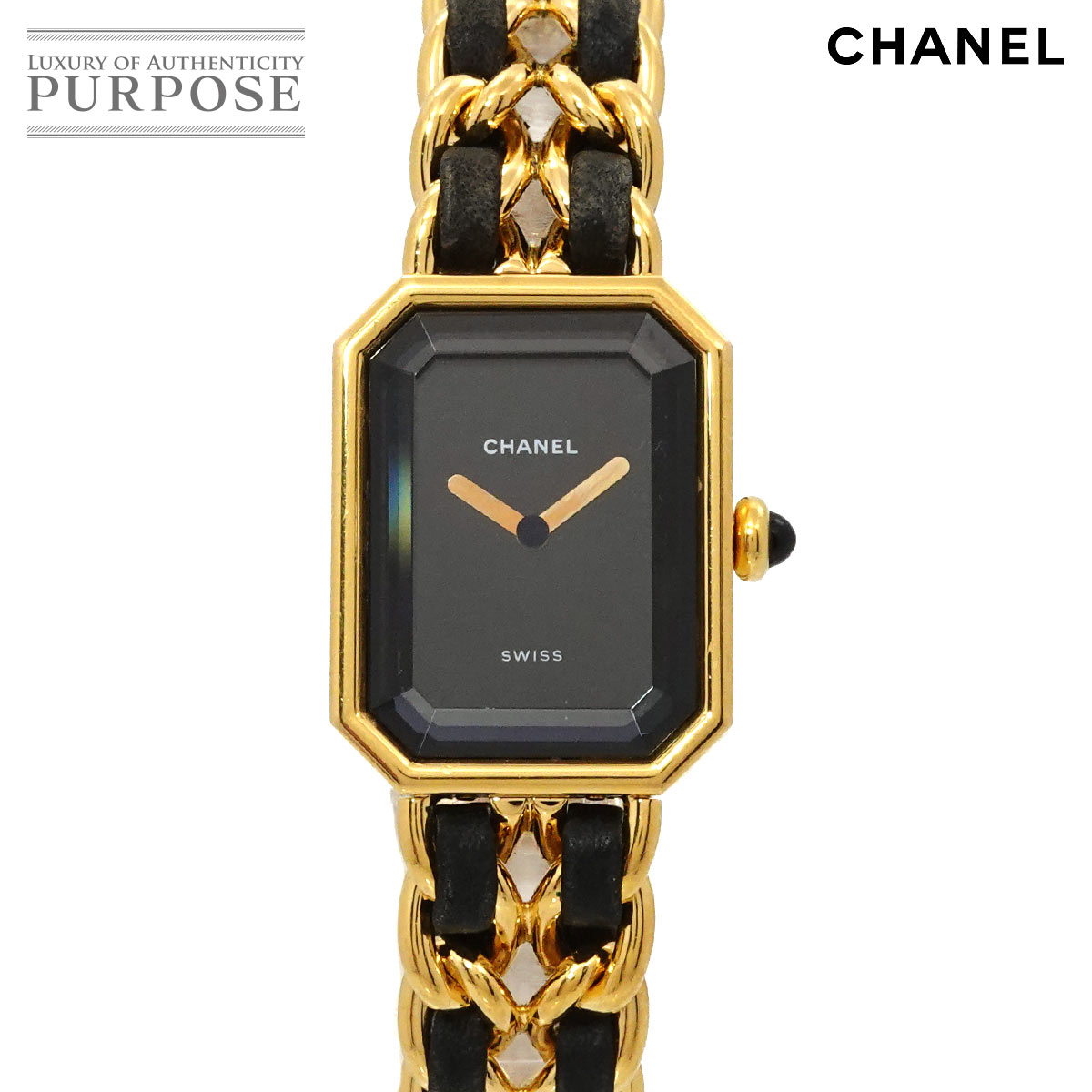 CHANEL プルミエール Lサイズ H0001 ヴィンテージ レディース 腕時計 ブラック ゴールド クォーツ ウォッチ Premiere シャネル 90336743