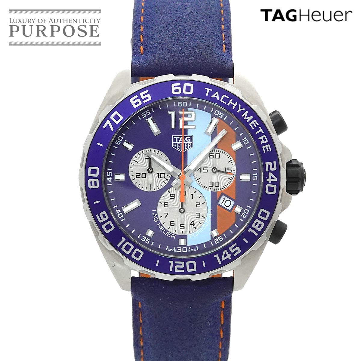 TAG Heuer フォーミュラ1 CAZ101N クロノグラフ ガルフスペシャルエディション メンズ 腕時計 デイト ブルー クォーツ ウォッチ formula1 タグホイヤー 90337543