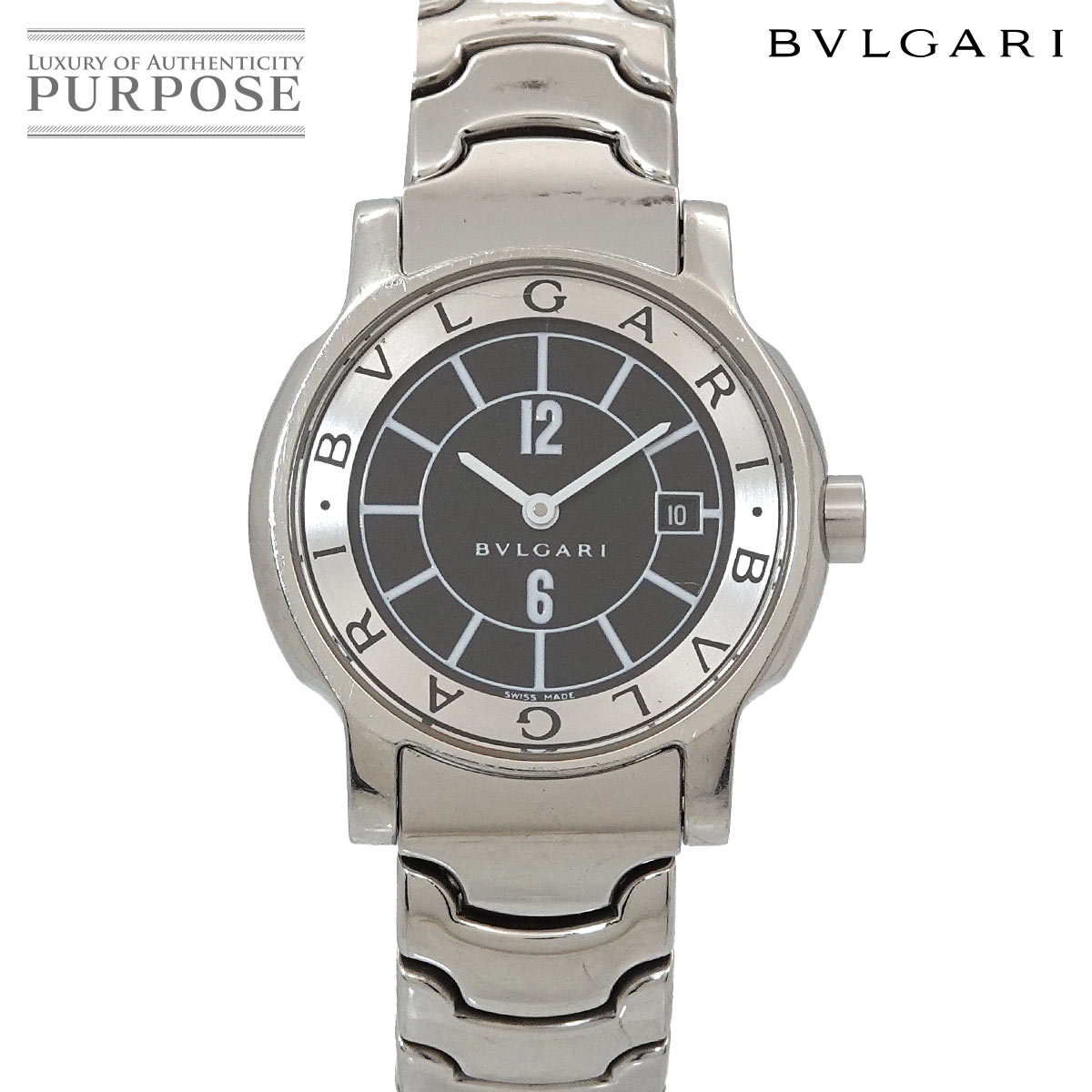BVLGARI ソロテンポ ST29S レディース 腕時計 デイト ブラック クォーツ ウォッチ ブルガリ 90338437