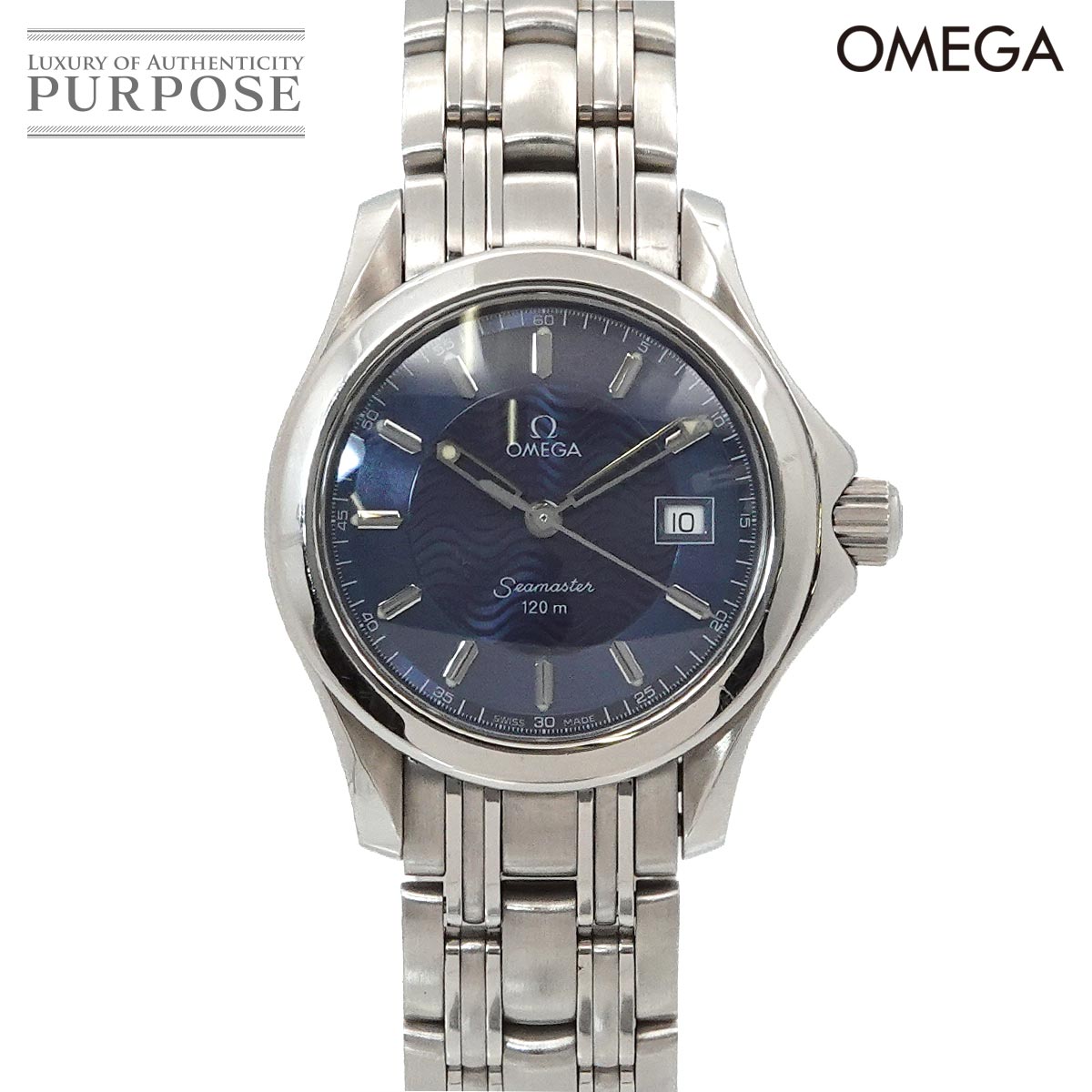 OMEGA シーマスター 120m 2571 81 レディース 腕時計 デイト ブルー クォーツ ウォッチ Seamaster オメガ 90338916