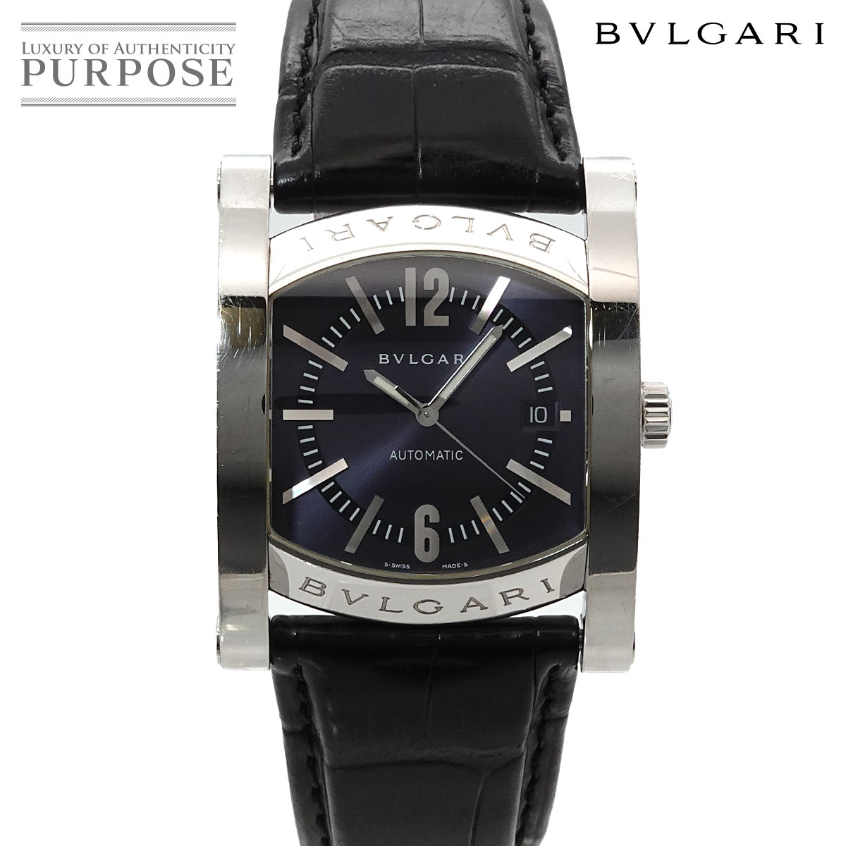 BVLGARI アショーマ AA48S メンズ 腕時計 デイト グレー オートマ 自動巻き ウォッチ Assioma ブルガリ 90338920